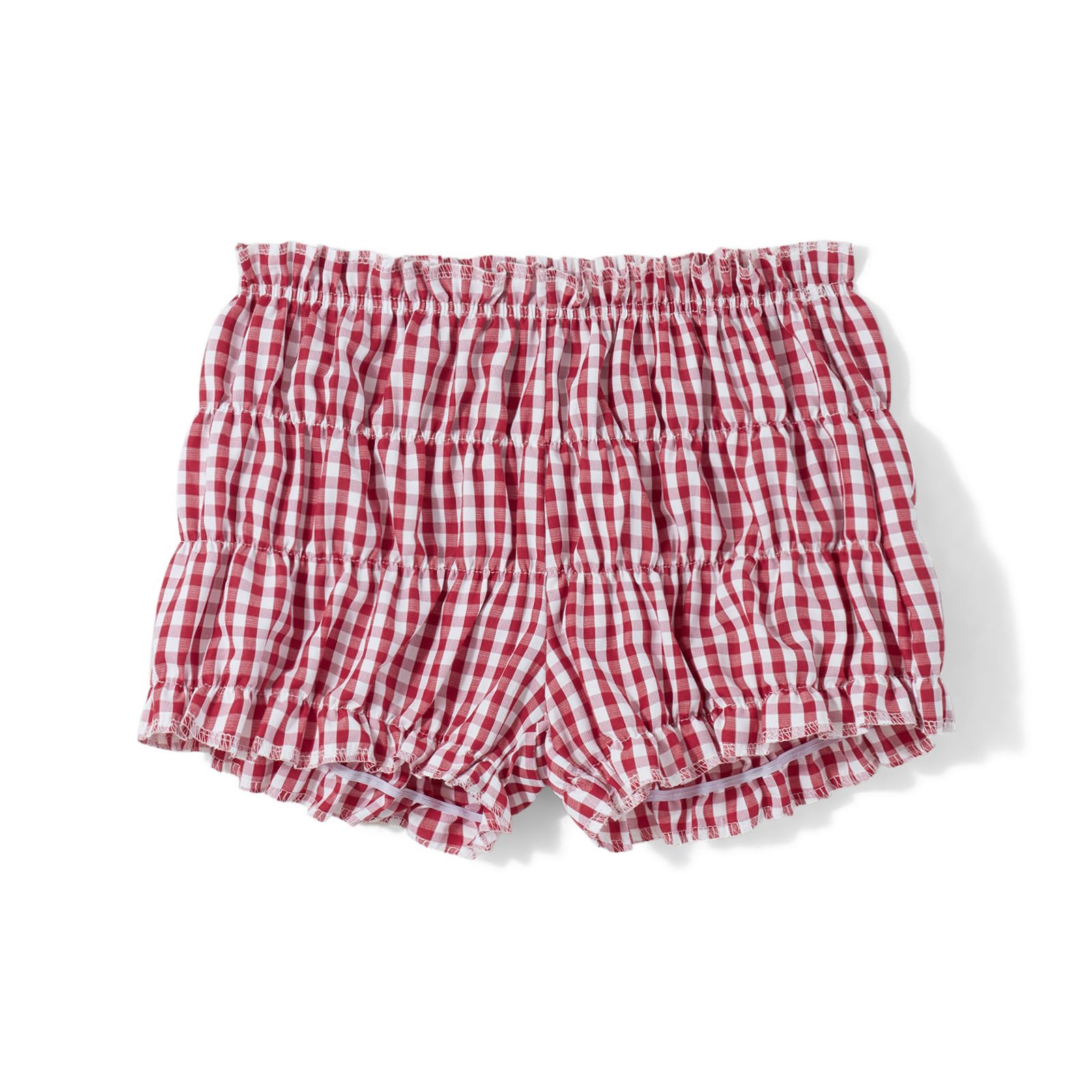 Y2K Women's Boxer Shorts - Lolita Bloomers with Plaid Print & Ruffled Hem | Low Waist Sexy Pajama Pants for Lounge, Sleep & Casual Wear | Cute Mini Pants for Home, Vacation & Photoshoots