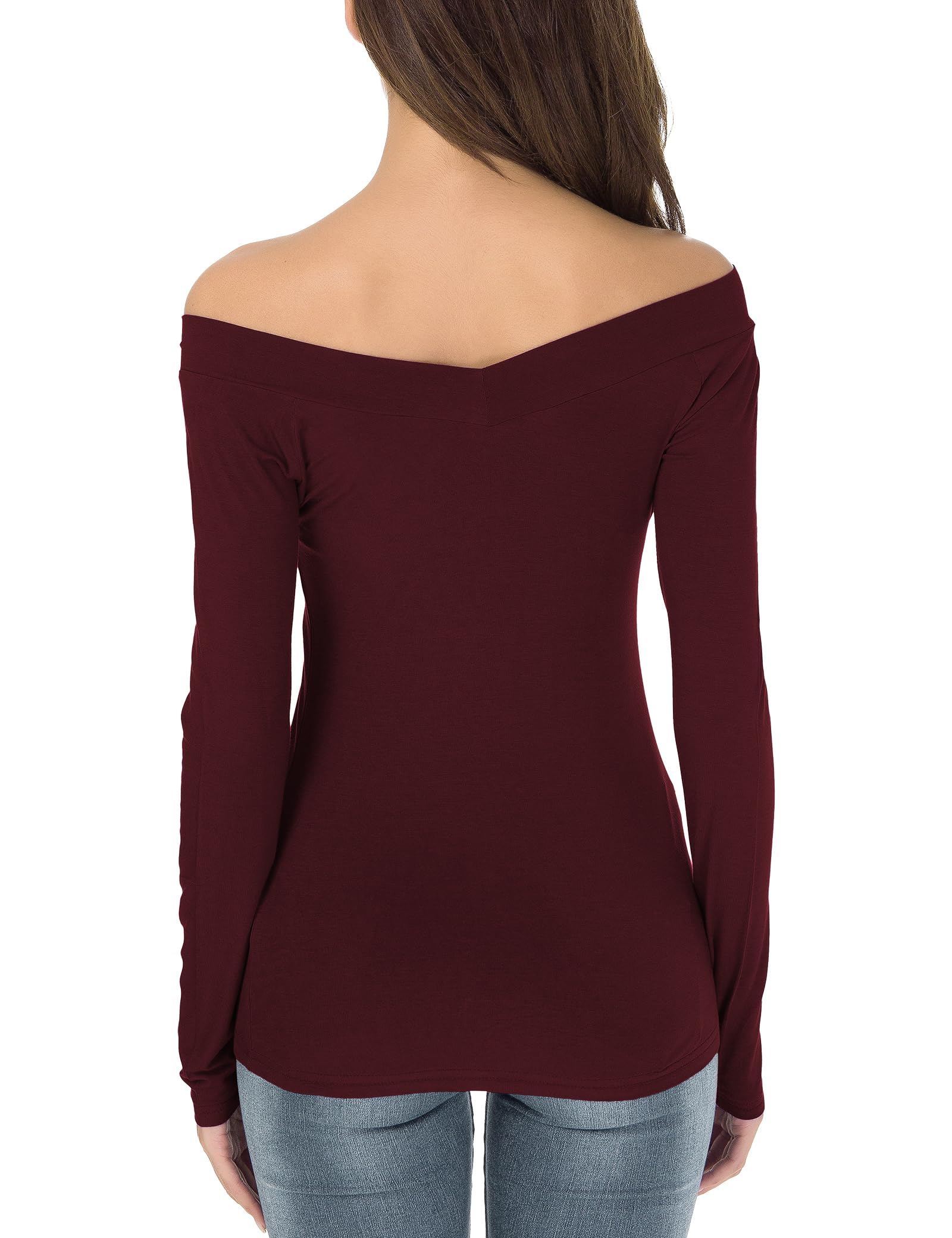 Sarin Mathews Women's Off Shoulder Tops - Sexy V Neck Slim Fit Blouses & Shirts for Casual Wear, Date Night & Summer Outfits