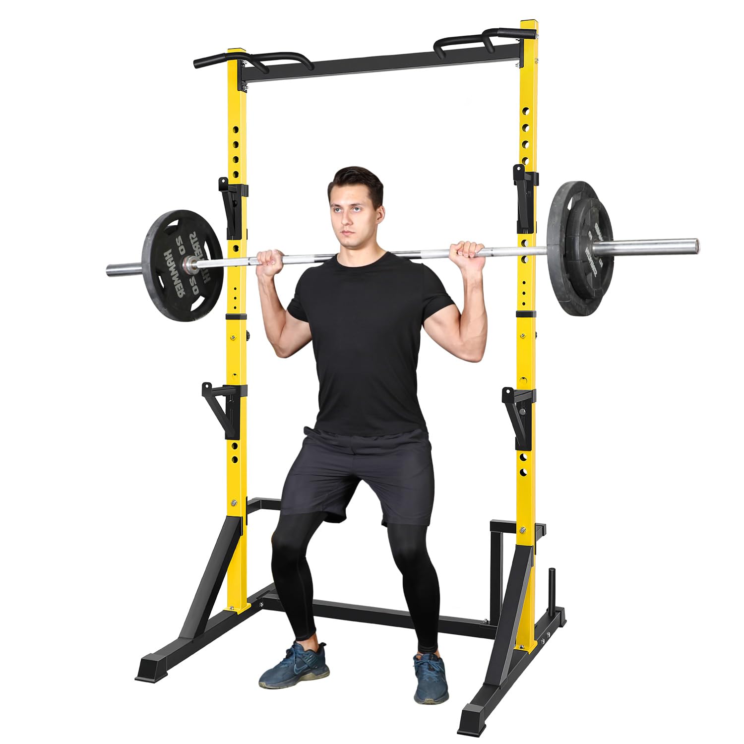 CANPA Heavy Duty Power Rack with Pull-Up Bar - 1000LB Capacity Adjustable Squat Stand for Home Gym - Power Cage for Weight Lifting, Strength Training & CrossFit Workouts - Perfect for Garage & Basement Gym Setup