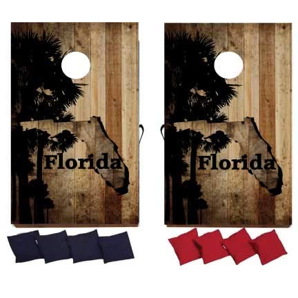 Florida Cornhole Game Set - Official State of Florida Cornhole Boards & Bags - Outdoor Toss Game for Backyard, Tailgating & Beach Parties
