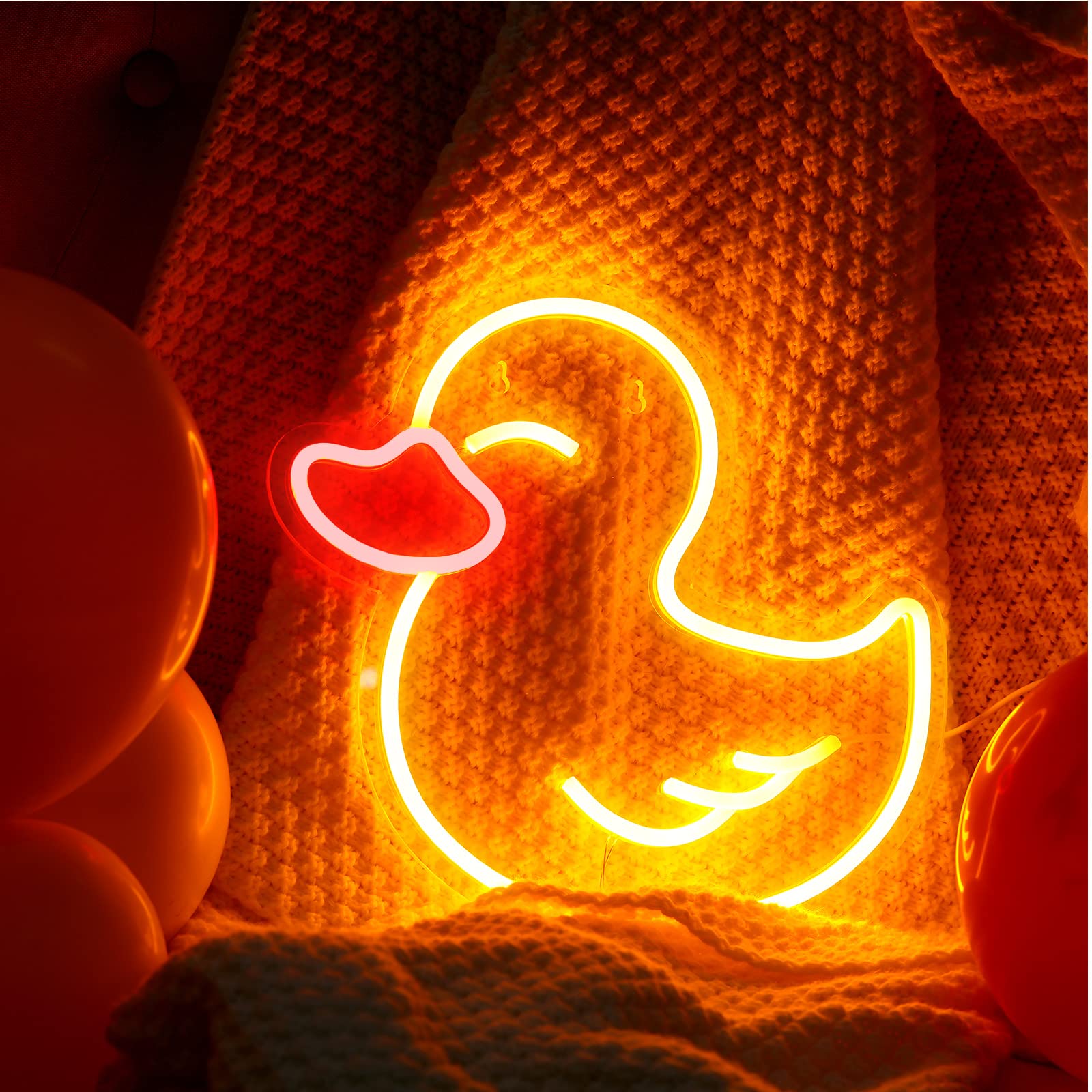 Bonuci Duck Neon Sign - USB LED Night Light for Bathroom, Bedroom & Party Decor - Perfect Gift for Duck Lovers (Birthday, Christmas) - Wall Art & Hanging Decor - Great for Kids' Rooms, Themed Parties & Cozy Ambiance