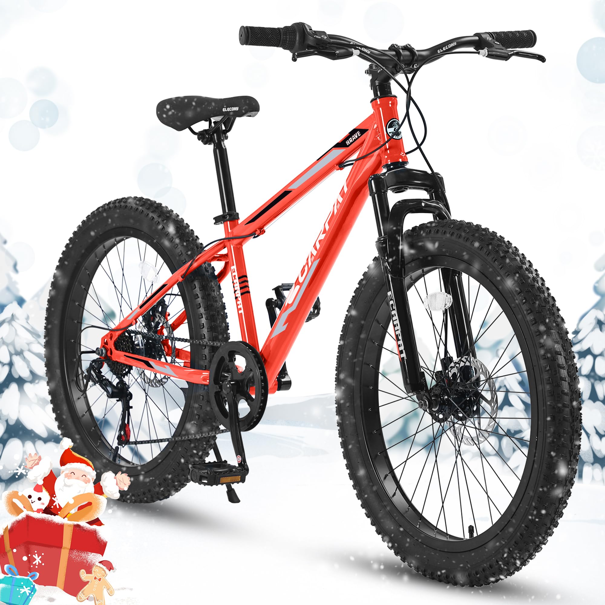 **20/24/26 Inch Snow Fat Tire Mountain Bike - Front/Dual Suspension, 3/4