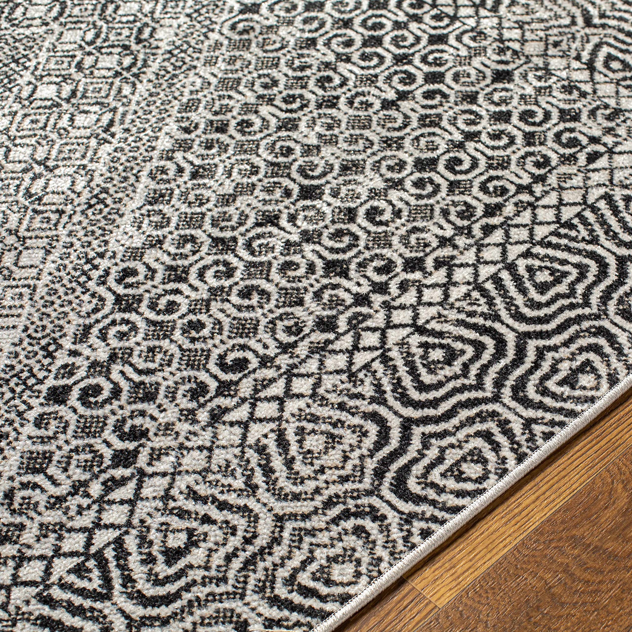 Hauteloom Consuelo Washable Area Rug - Black & Gray Round 6'7