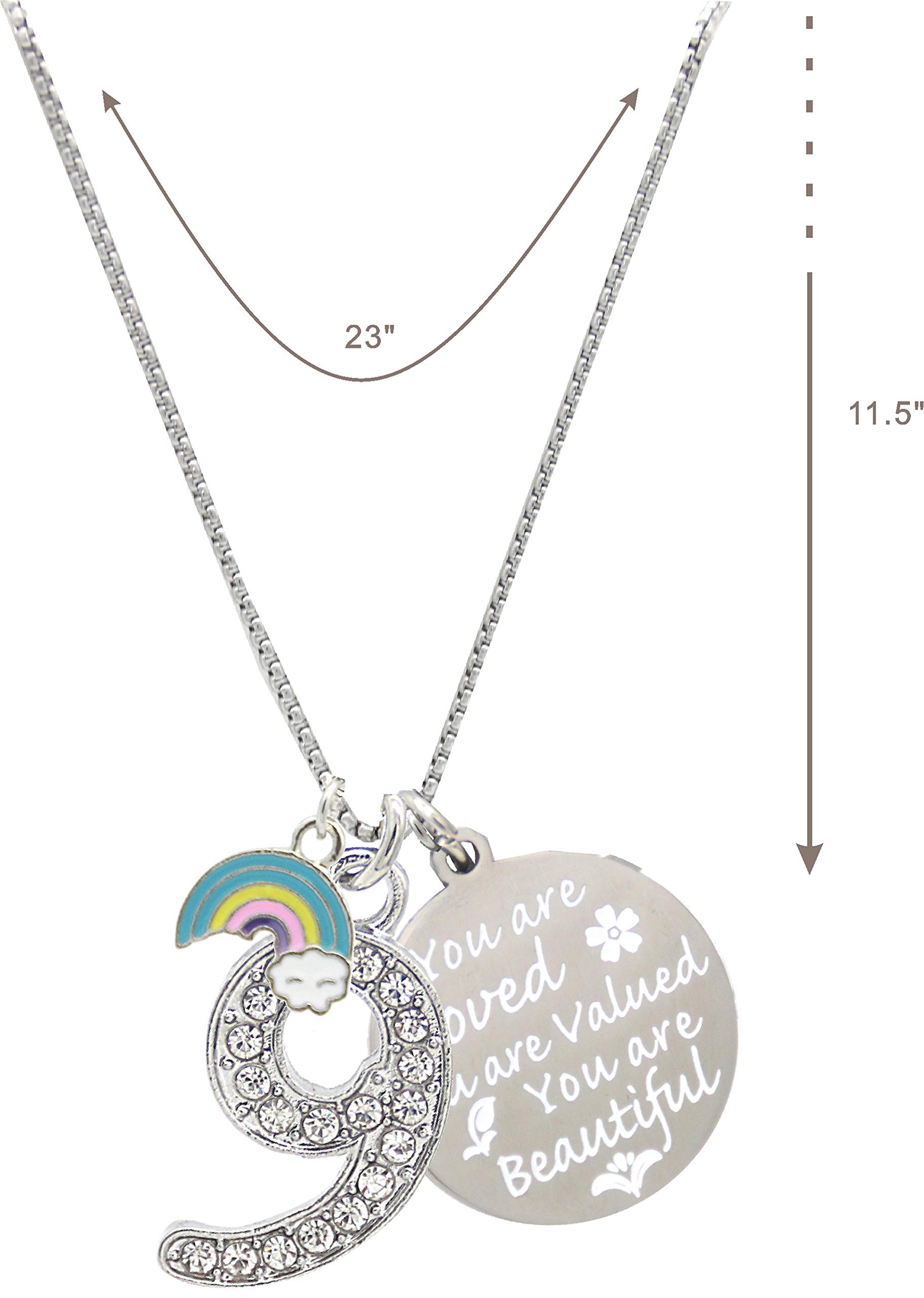 9th Birthday Gifts for Girls - Personalized Necklace & Charm Bracelet Set for 9 Year Old Girls | Unique Birthday Present for Daughter, Granddaughter, Niece | Perfect for Birthday Parties, Special Occasions & Everyday Wear