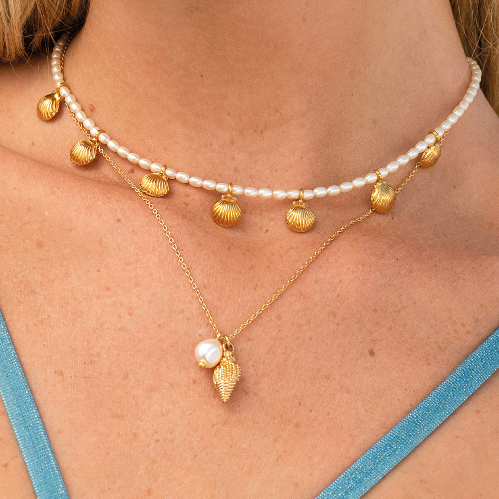 Elegant Shell Pearl Choker Necklace for Women - Vintage Style Beaded Jewelry Gift for Brides, Parties & Special Occasions