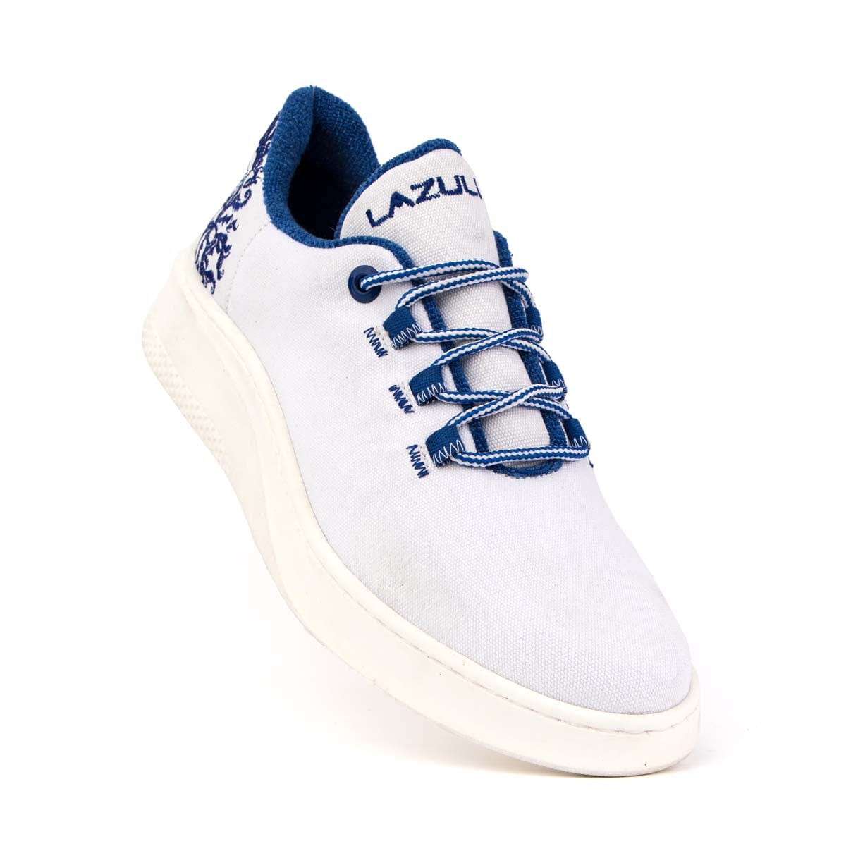 Eco-Friendly Vegan Sneakers - Recycled Cotton Running Shoes for Men & Women | White & Blue | Comfortable Sustainable Footwear for Jogging, Gym & Casual Wear