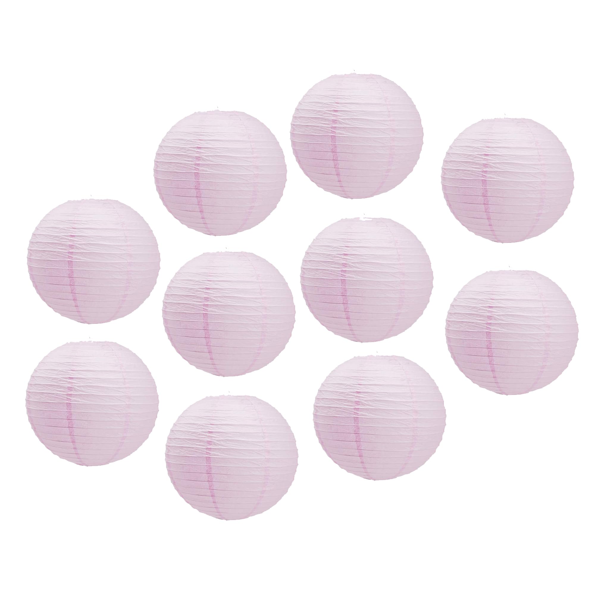 LED Paper Lanterns - 12 Inch Pink Round Hanging Lamps (10 Pack) - Chinese & Japanese Style Decorative Lighting for Weddings, Parties, Garden & Home Decor