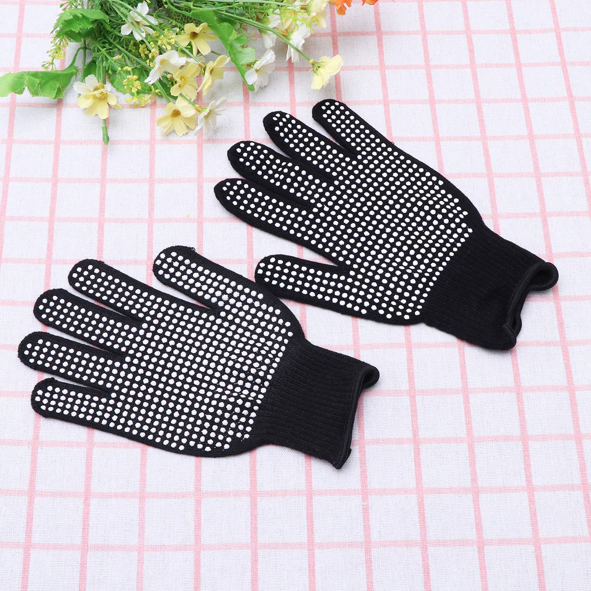 Beaupretty Heat-Resistant Oven Gloves for Cooking & Hair Styling - Thermal Protection for Baking, Grilling & Curling Iron Use - Black
