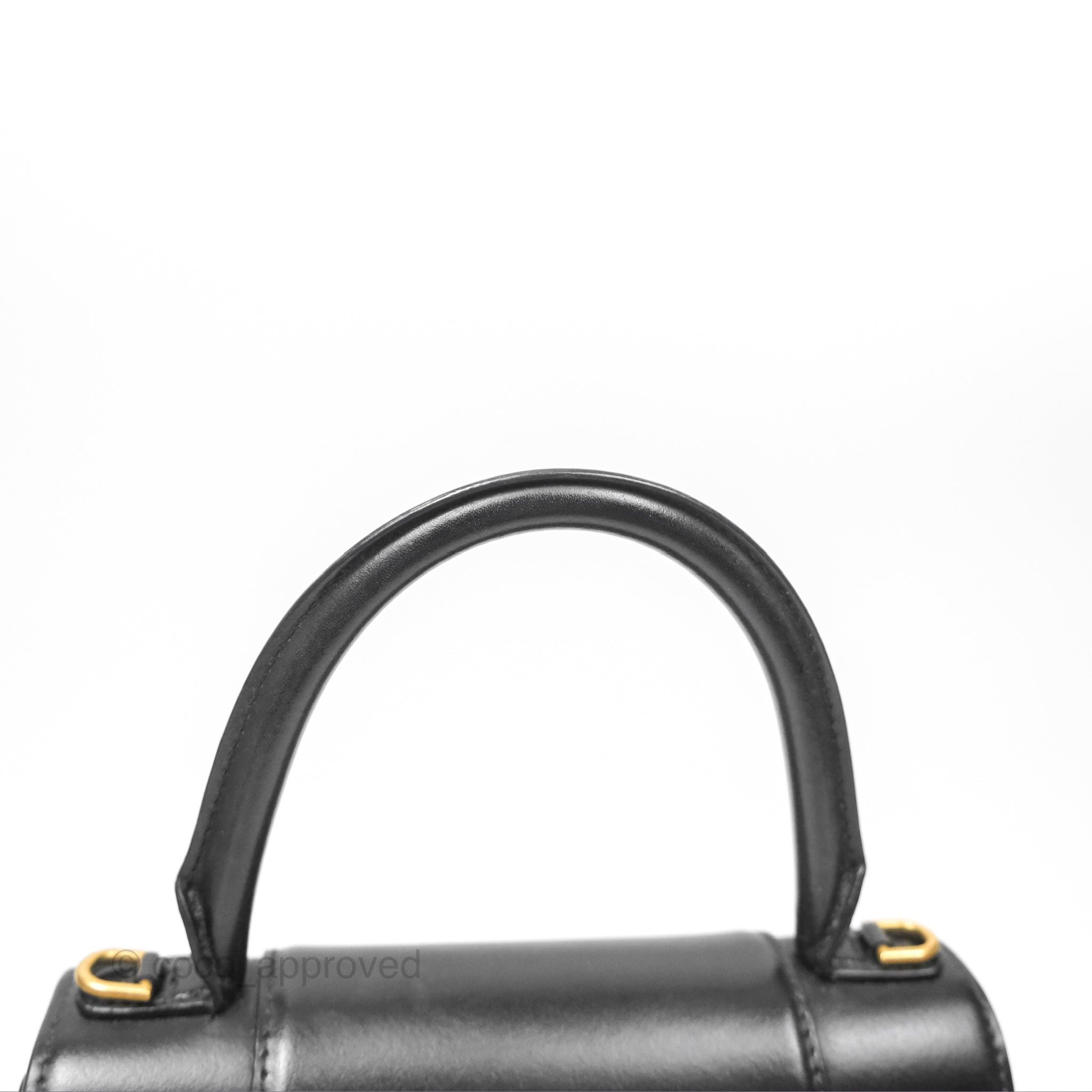 Balenciaga Small Hourglass Top Handle Bag in Black Box Calfskin Leather - Luxury Handbag for Women, Perfect for Work, Evening Events & Travel Accessories