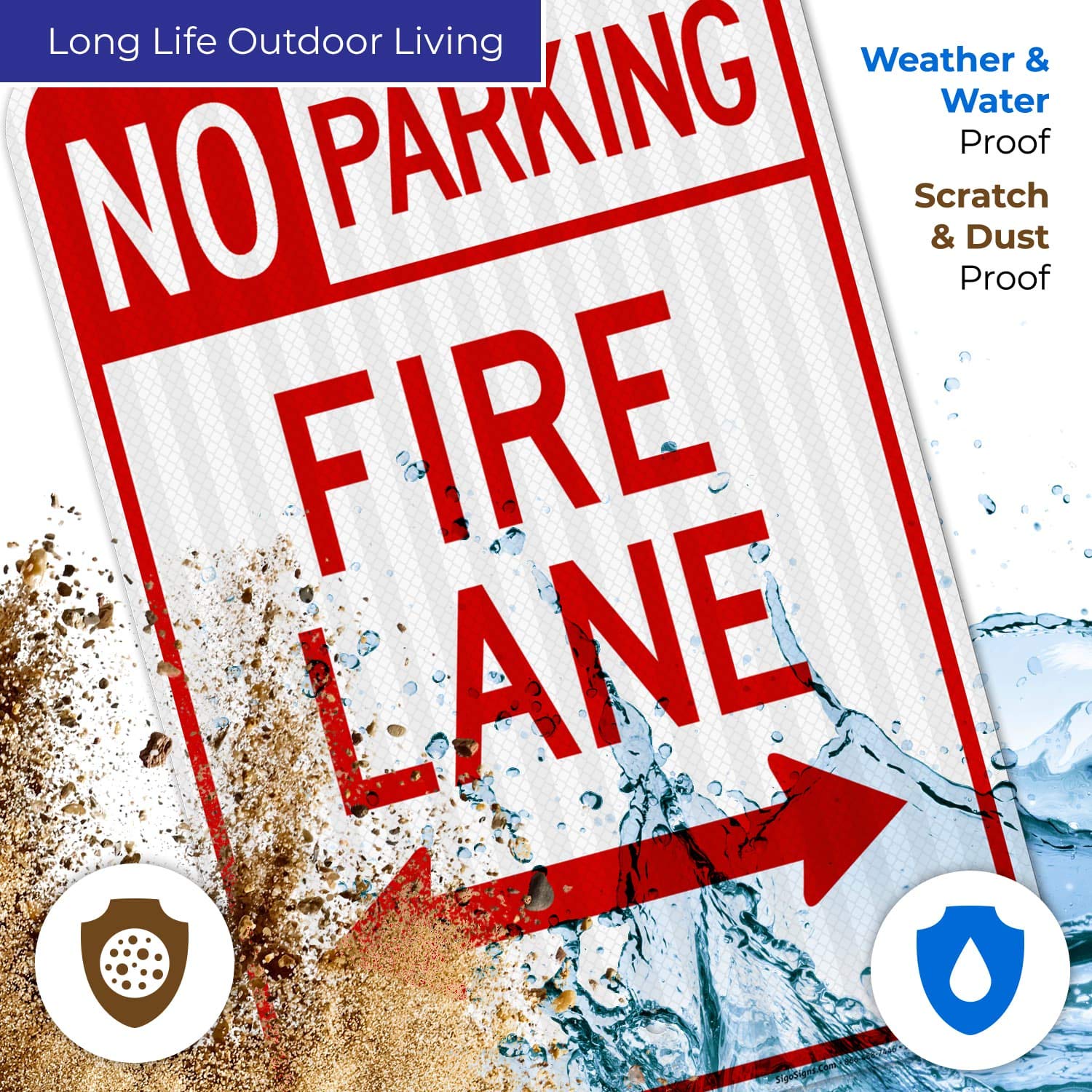 Fire Lane No Parking Both Sides Sign - 12x18 Inches, 3M EGP Reflective Aluminum, Fade Resistant, Easy Mounting - Indoor/Outdoor Use for Parking Lots, Driveways & Fire Zones - Made in USA