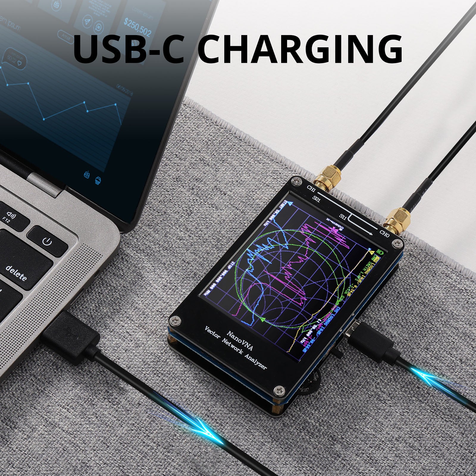 NanoVNA-H Vector Network Analyzer 10kHz-1.5GHz | Upgraded V3.6 Version | 650mAh Rechargeable Battery | USB-C Fast Charging | PC Software Support | for RF Antenna Testing, Ham Radio, Electronics DIY Projects