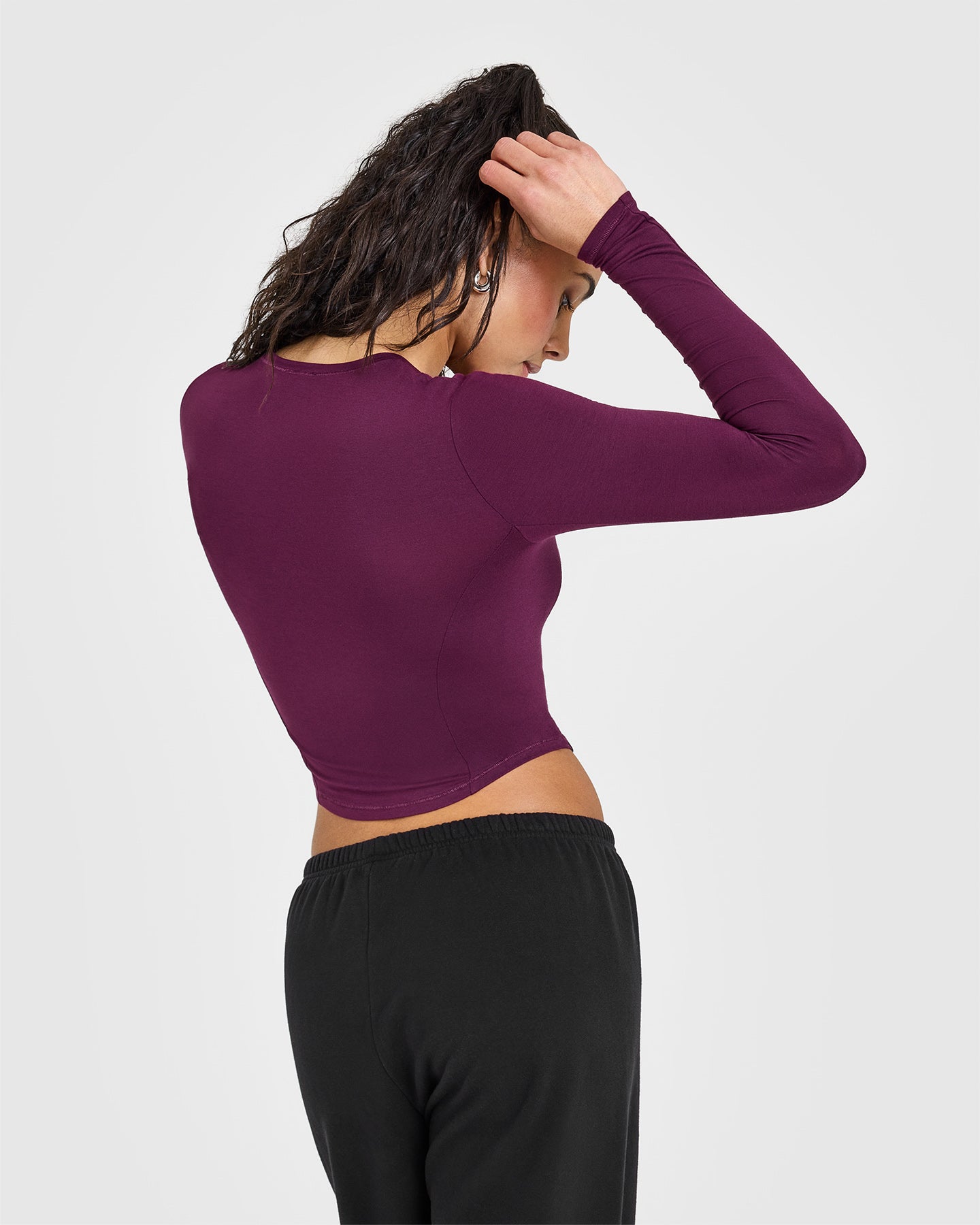 Mellow™ Soft Mid Long Sleeve Top for Women - Comfortable Stretch T-Shirt in Ripe Fig Color | Perfect for Casual Wear, Layering & Everyday Outfits