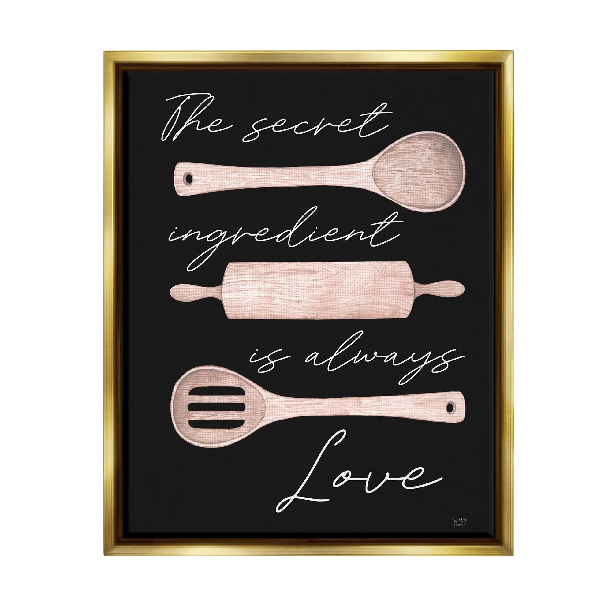 Stupell Industries 'Secret Ingredient is Love' Romantic Baking Quote Framed Wall Art - Kitchen Decor for Couples, Wedding Gift, Home Baking Inspiration - Designed by Lux + Me Designs