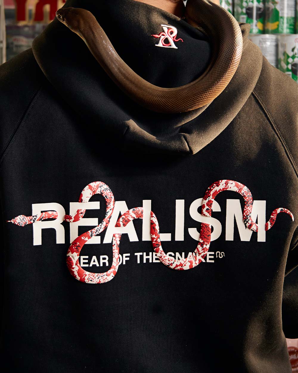 SSS Realism Snake Logo Hoodie - Black Men's Pullover Sweatshirt for Casual Streetwear & Winter Fashion