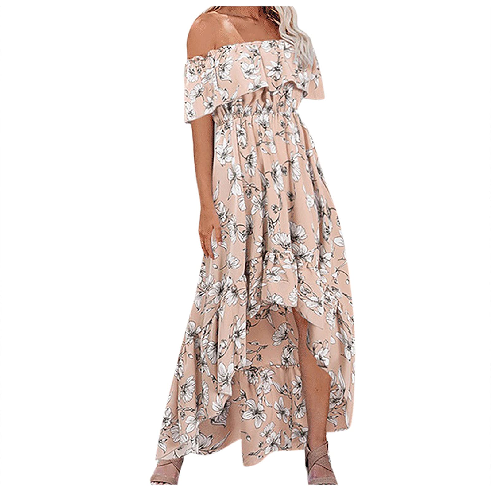 Floral Summer Dress for Women - Strapless Short Sleeve Casual Sundress | Perfect for Beach, Vacation & Outdoor Parties