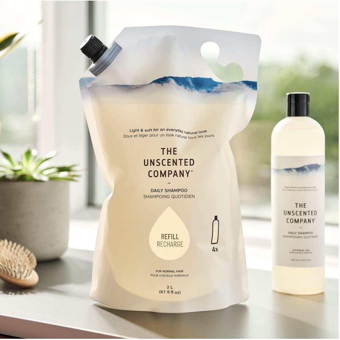 **The Unscented Company Fragrance-Free Shampoo Refill Pouch – 67.6 Fl Oz (2L) – Eco-Friendly, Hypoallergenic for Sensitive Skin – Perfect for Home, Travel & Zero-Waste Lifestyle**