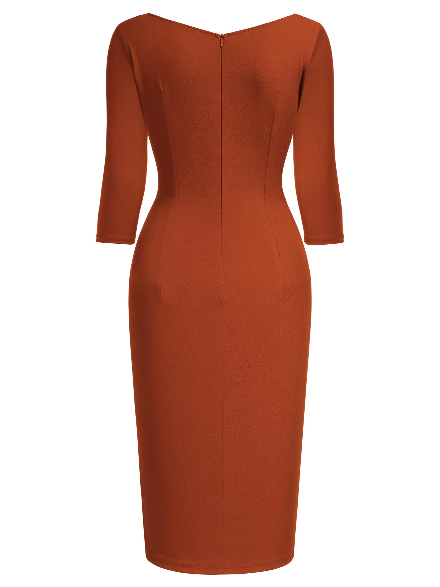 AISIZE Women's Retro V-Neck Stretch Wrap Bodycon Dress - Elegant Business Office Attire & Cocktail Party Outfit