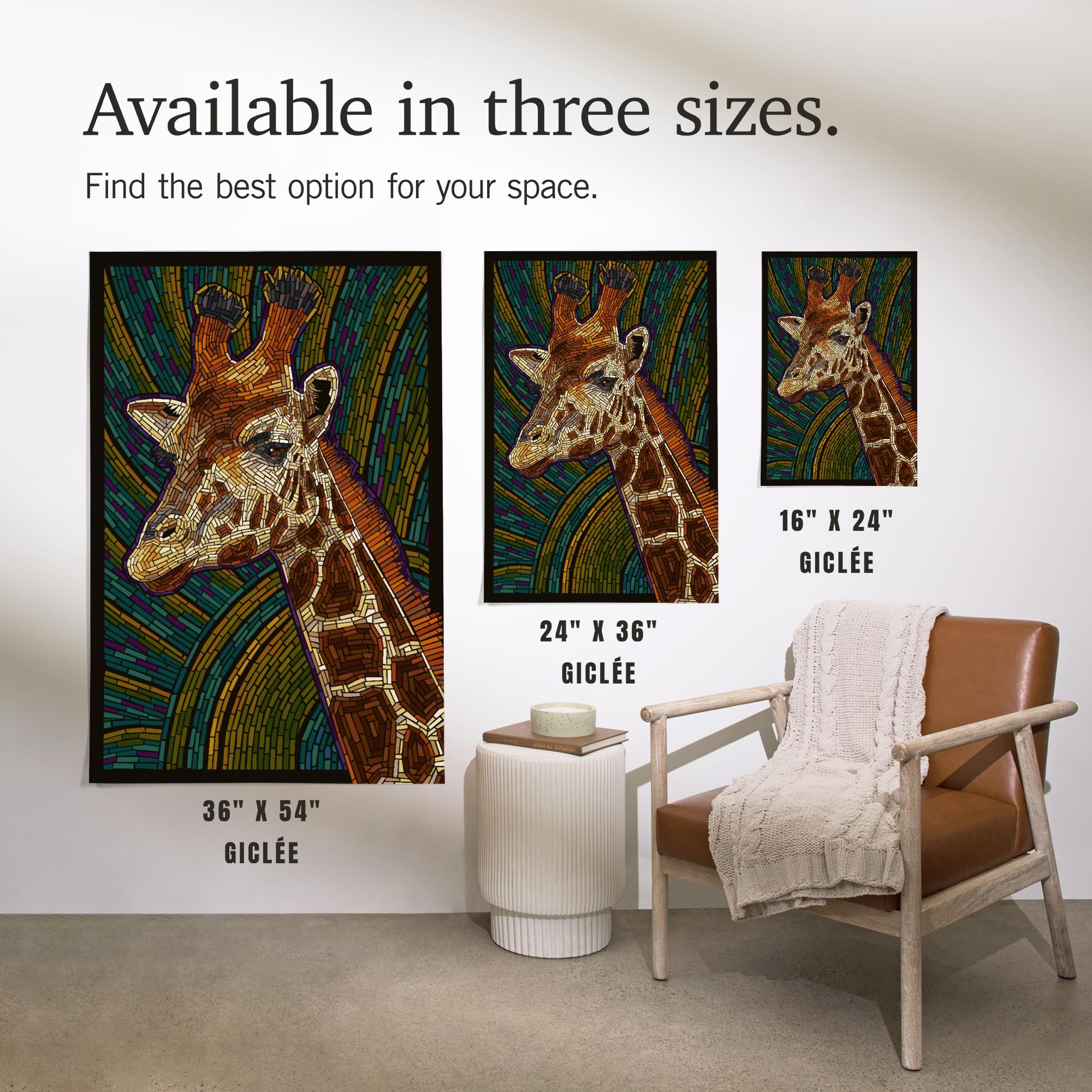 Lantern Press 16x24 Inch Giclee Print - Giraffe Paper Mosaic Wall Art for Home & Office Decor | Perfect for Living Room, Bedroom or Gift