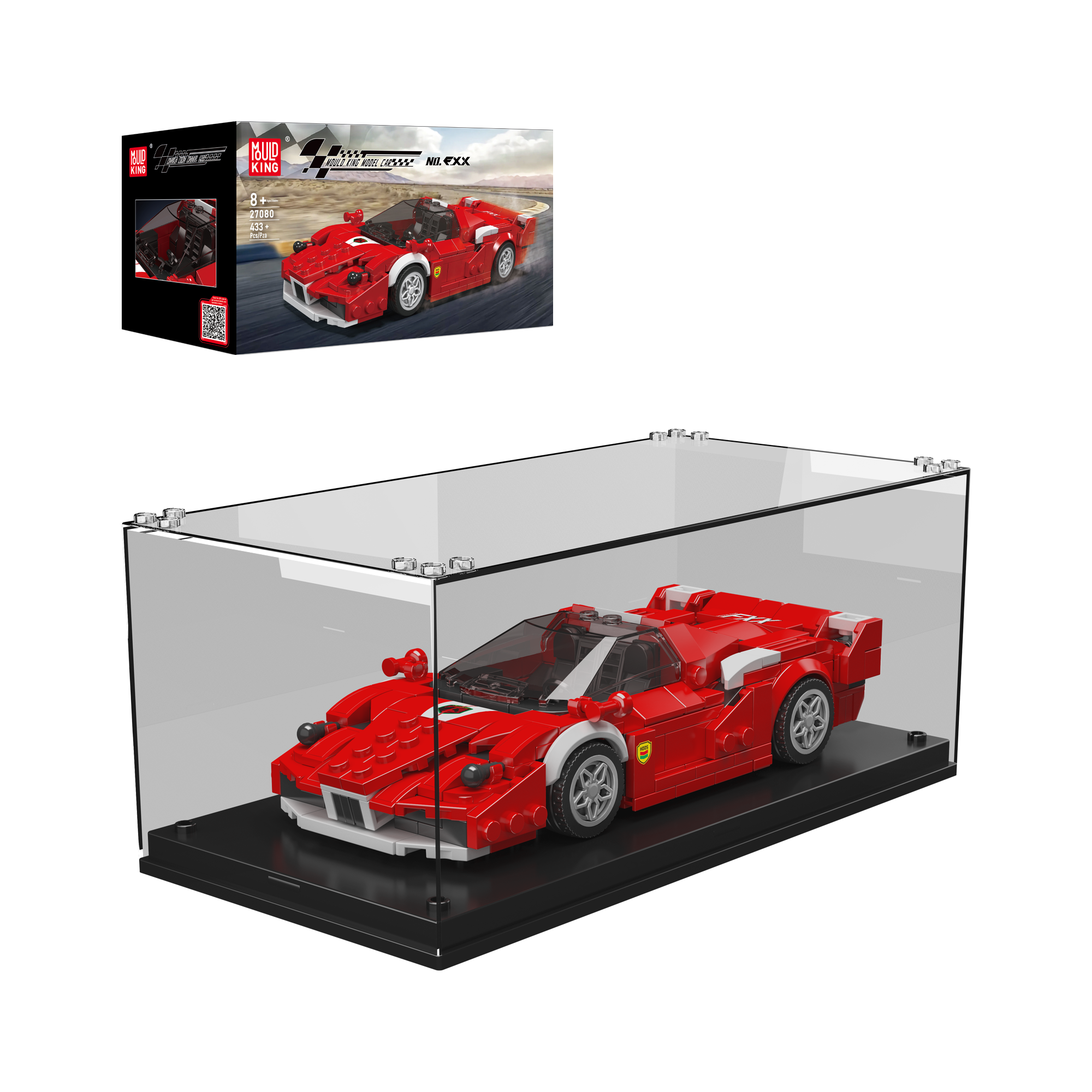 Mould King 27080 FXX Supercar Model Building Kit - 433 Piece Race Car Construction Set for Adults & Teens - Perfect for Collectors, DIY Enthusiasts & Home Office Decor
