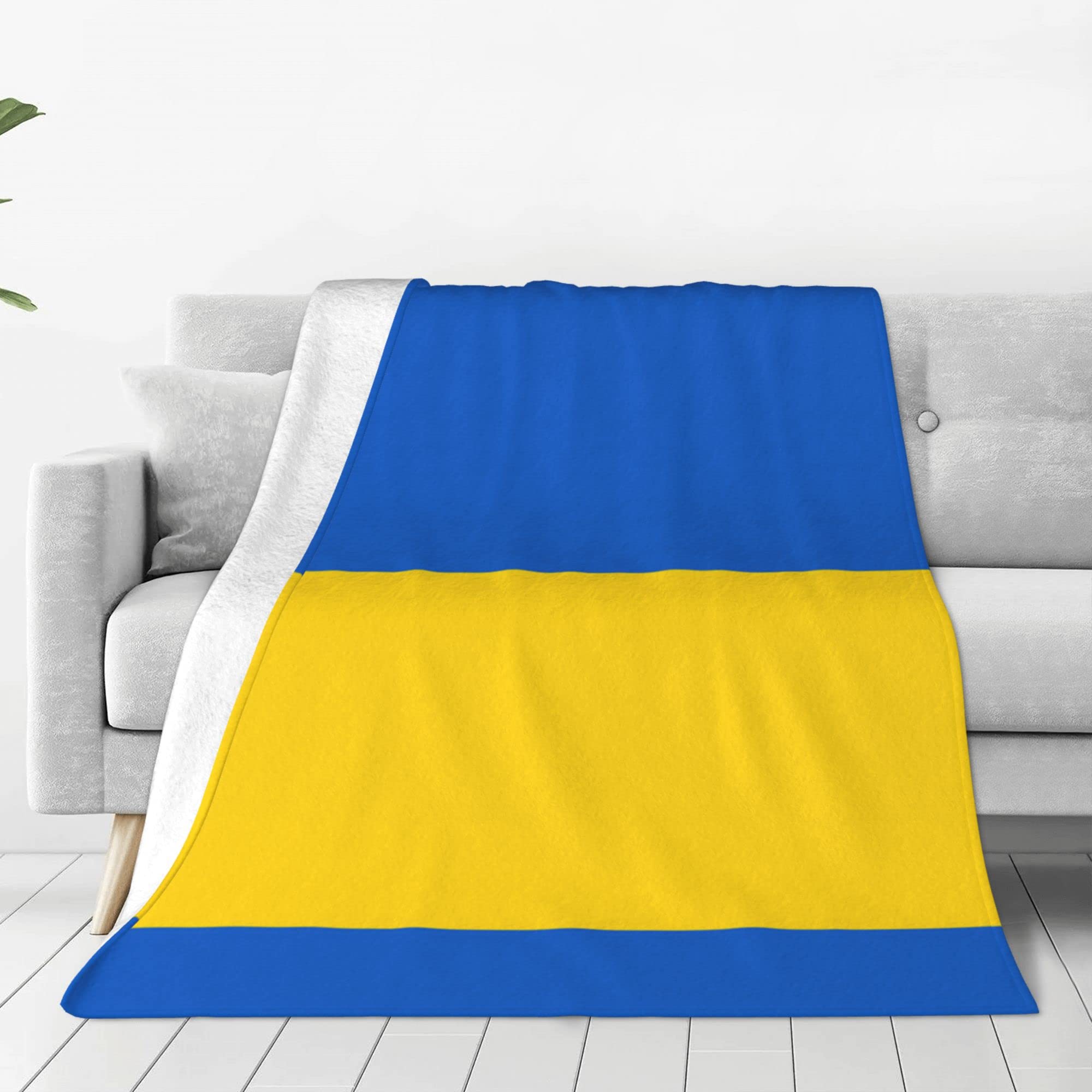 Soft Microfiber Ukraine Flag Fleece Blanket - Blue & Yellow Lightweight Summer Throw for Boys & Girls | Warm Fuzzy Decor Blanket for Couch, Bed, Sofa | Perfect for Nap, Sleep & Home Decor