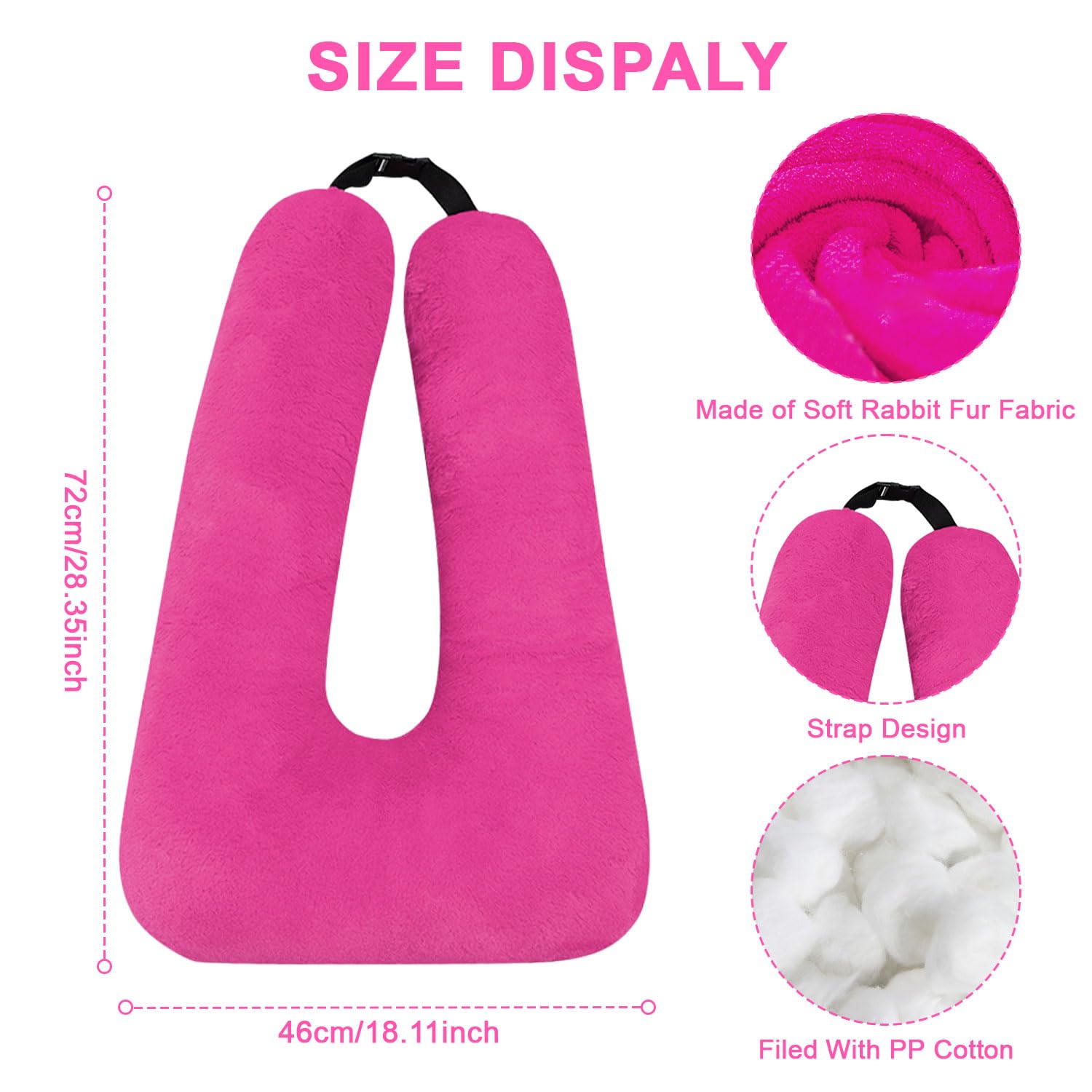 **Comfortable U-Shaped Travel Pillow for Adults & Kids - Removable Neck Support for Airplane, Car, and Long Trips - Soft Head & Body Cushion (Rose Purple) - Perfect for Road Trips, Flights, and Relaxation**