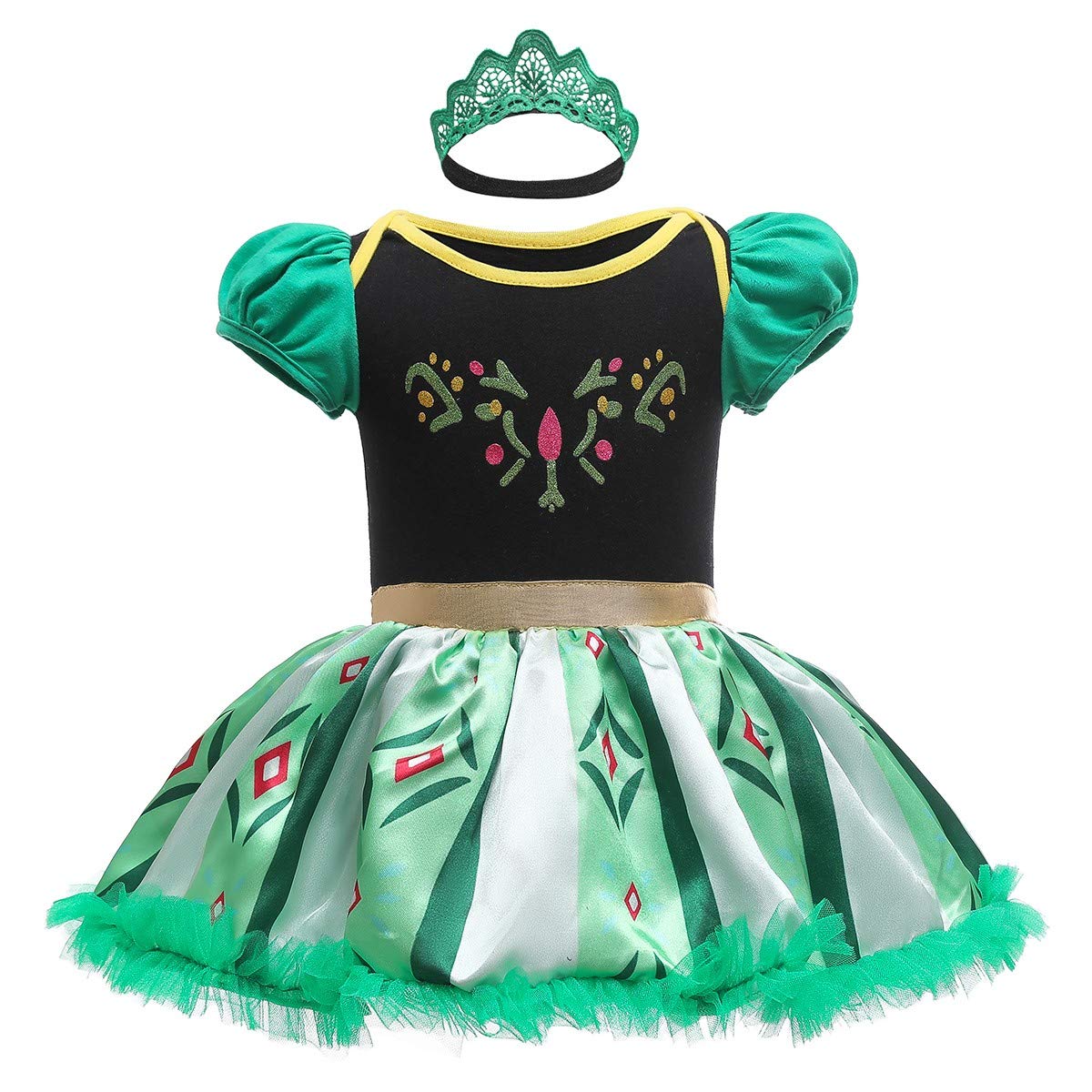 **Princess Costume for Baby Girls - Birthday Bodysuit Romper with Tutu Dress & Headband - Halloween, Christmas Party Outfits - Perfect for Dress-Up, Photo Shoots & Special Occasions**