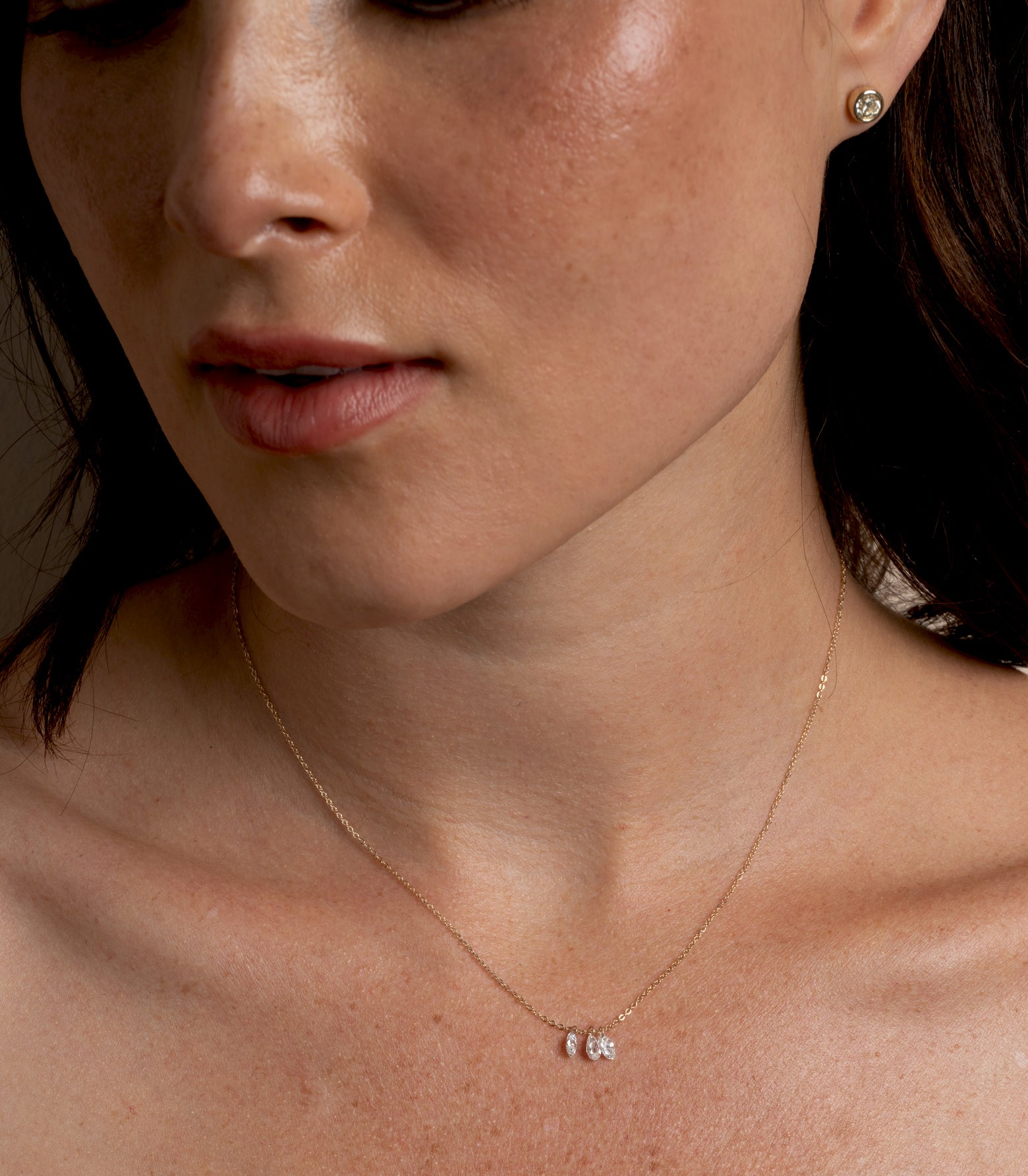 Elegant Trio Dancing Diamond Necklace for Women - 14K Gold Plated Layering Pendant Jewelry - Perfect for Weddings, Anniversaries & Special Occasions