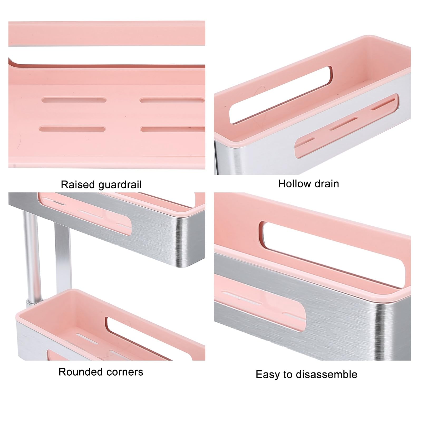 3-Tier Rotating Spice Rack Organizer - Silver & Macaron Pink Kitchen Shelf for Countertops | Space-Saving Bathroom Storage Solution | Perfect for Small Kitchens, Pantries & Vanity Organization