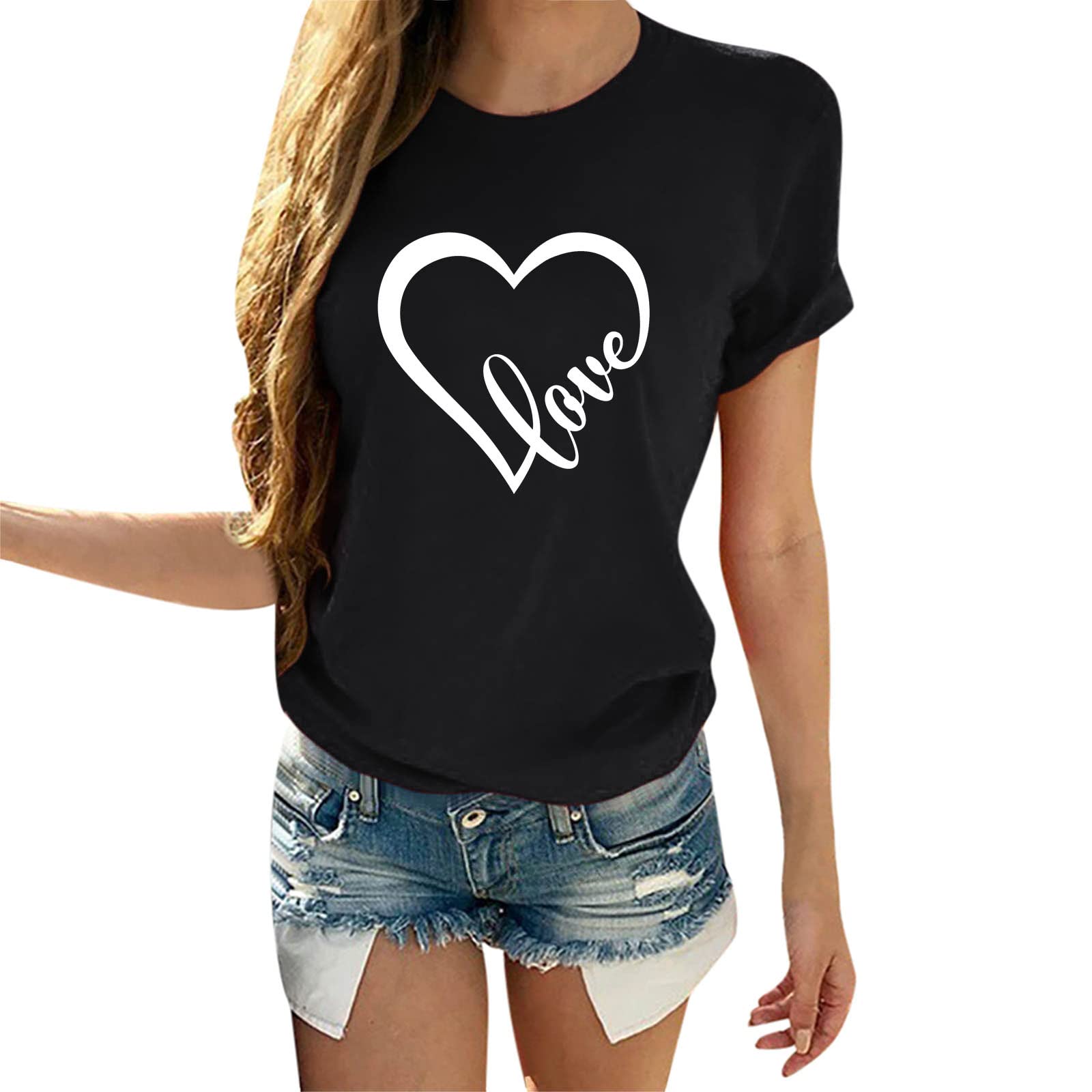 Valentine's Day Couple T-Shirts for Women - Love Heart Tie-Dye Print Short Sleeve Tops | Romantic Wedding Gifts for Couples, Anniversary & Date Night Outfits