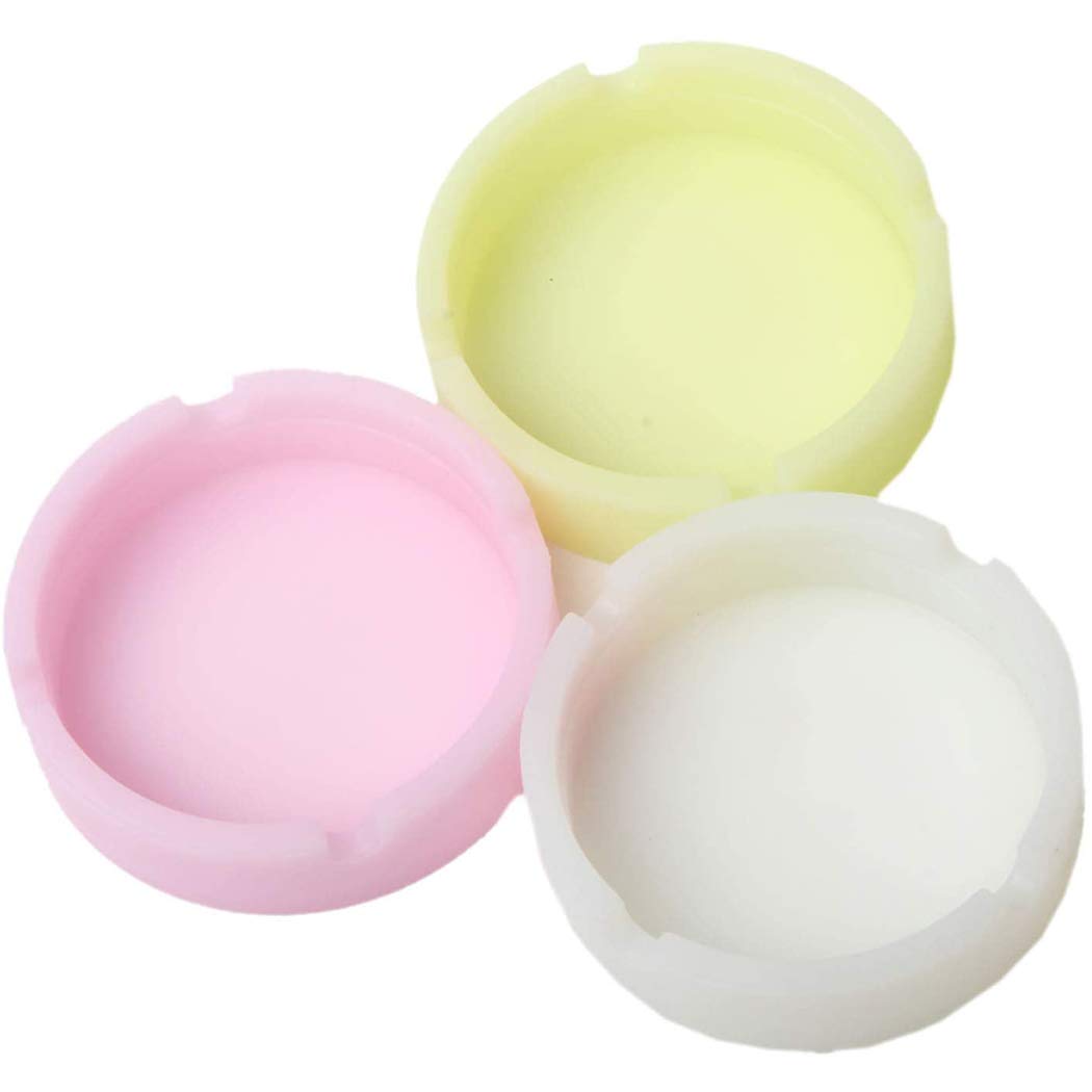 3 Pack Glow in The Dark Silicone Ashtrays - Heat Resistant & Unbreakable Round Ashtrays for Indoor/Outdoor Use - Perfect for Home, Patio, Camping & Travel