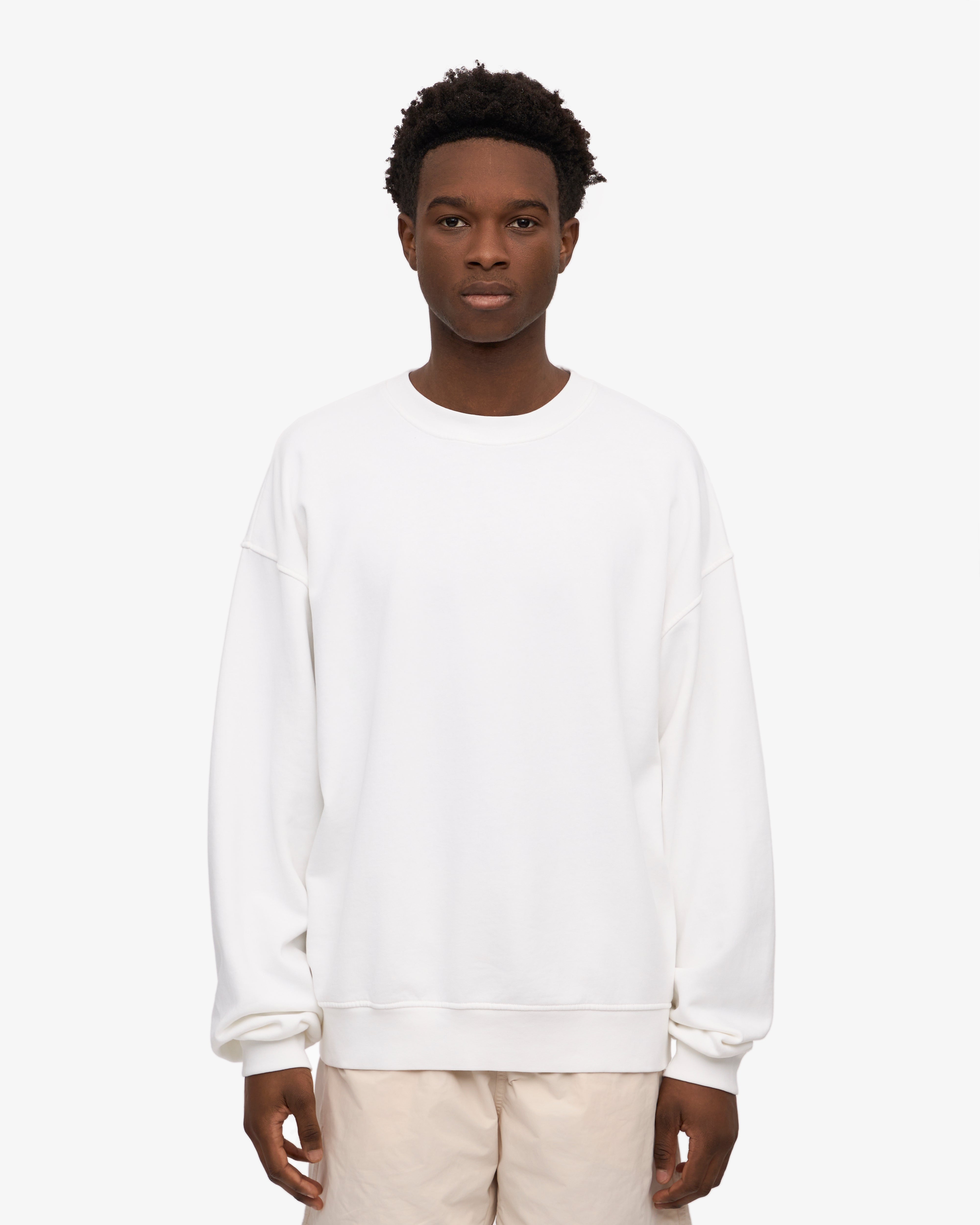 Organic Oversized Crew Neck Sweatshirt for Women - Soft & Comfortable Optical White Pullover - Perfect for Casual Wear, Lounge & Street Style