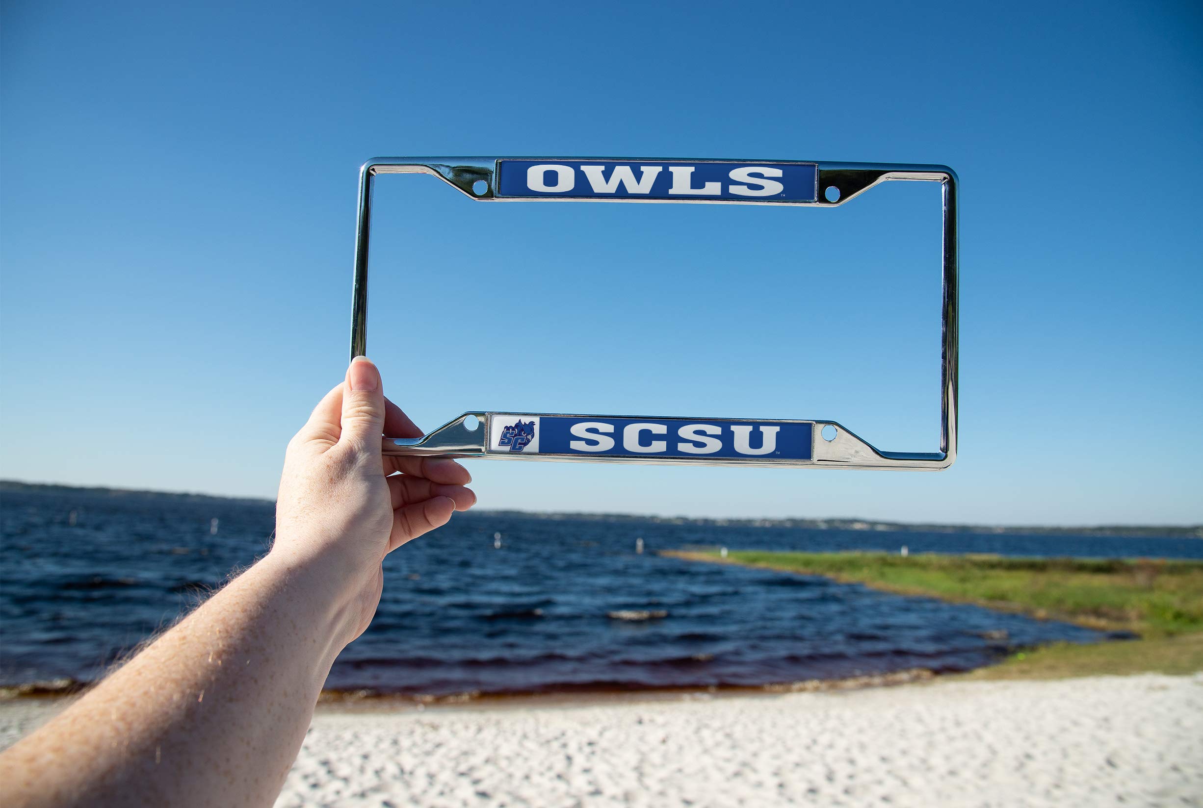 Desert Cactus Southern Connecticut State University Owl Mascot Metal License Plate Frame - Durable Car Accessories for Front or Rear Bumper - Perfect for Alumni, Fans & School Spirit (SCSU Owls)