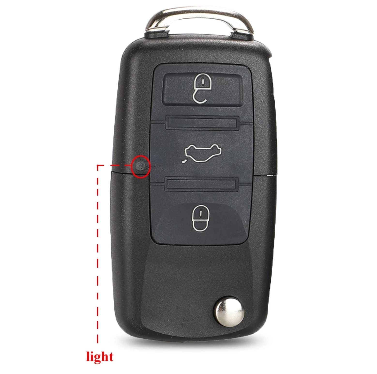 Volkswagen Key Fob Cover Replacement - 3 Button Remote Key Case Shell Compatible with VW Golf, Polo, Passat, Jetta, Bora, Seat Leon, Toledo & Skoda Octavia (Without Blade) - Durable Protection for Car Keys