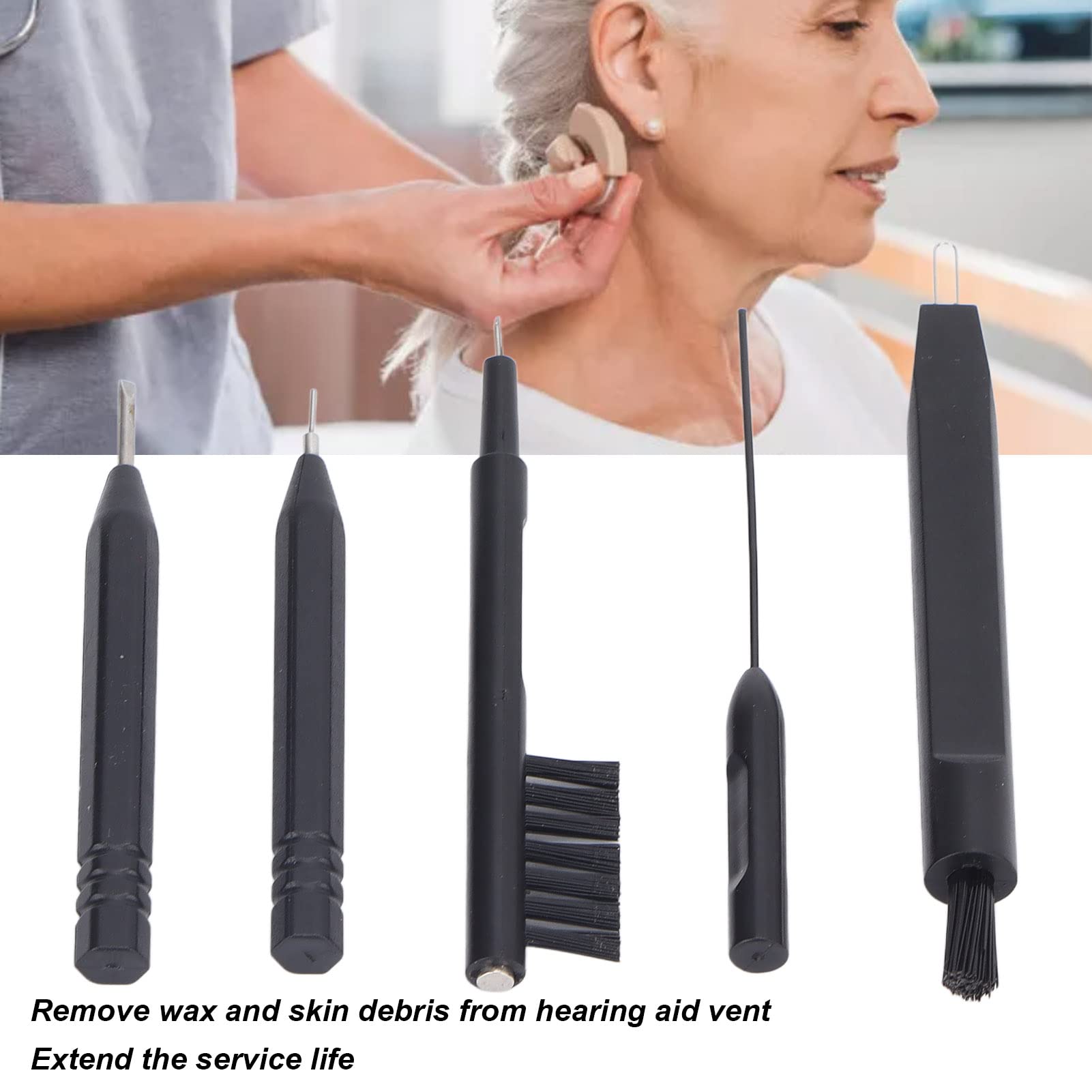 Hearing Aid Cleaning Kit with Brush & Needles for Daily Care