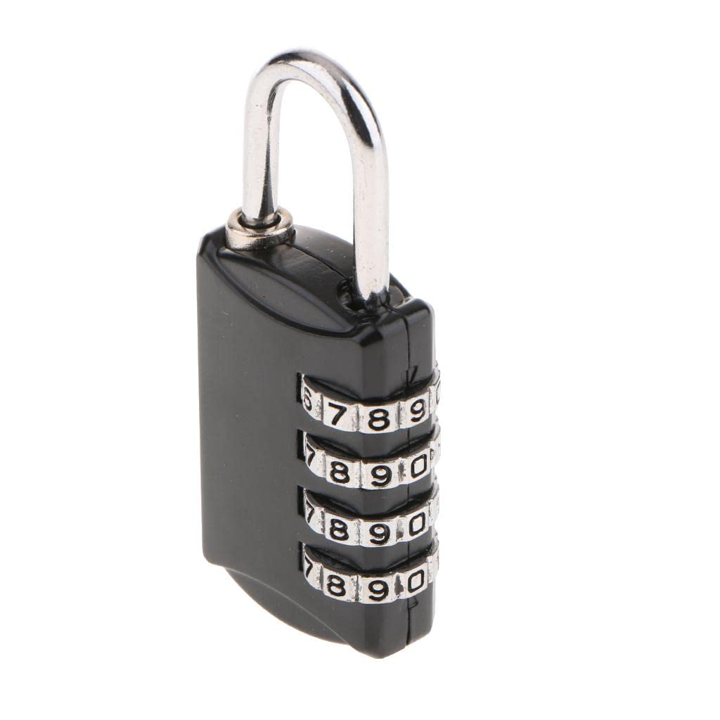 Almencla 4 Digit Resettable Combination Padlock - Secure Luggage Lock for Suitcases, Backpacks & Travel Bags (16H, Black) | Ideal for Airports, Gyms & School Lockers