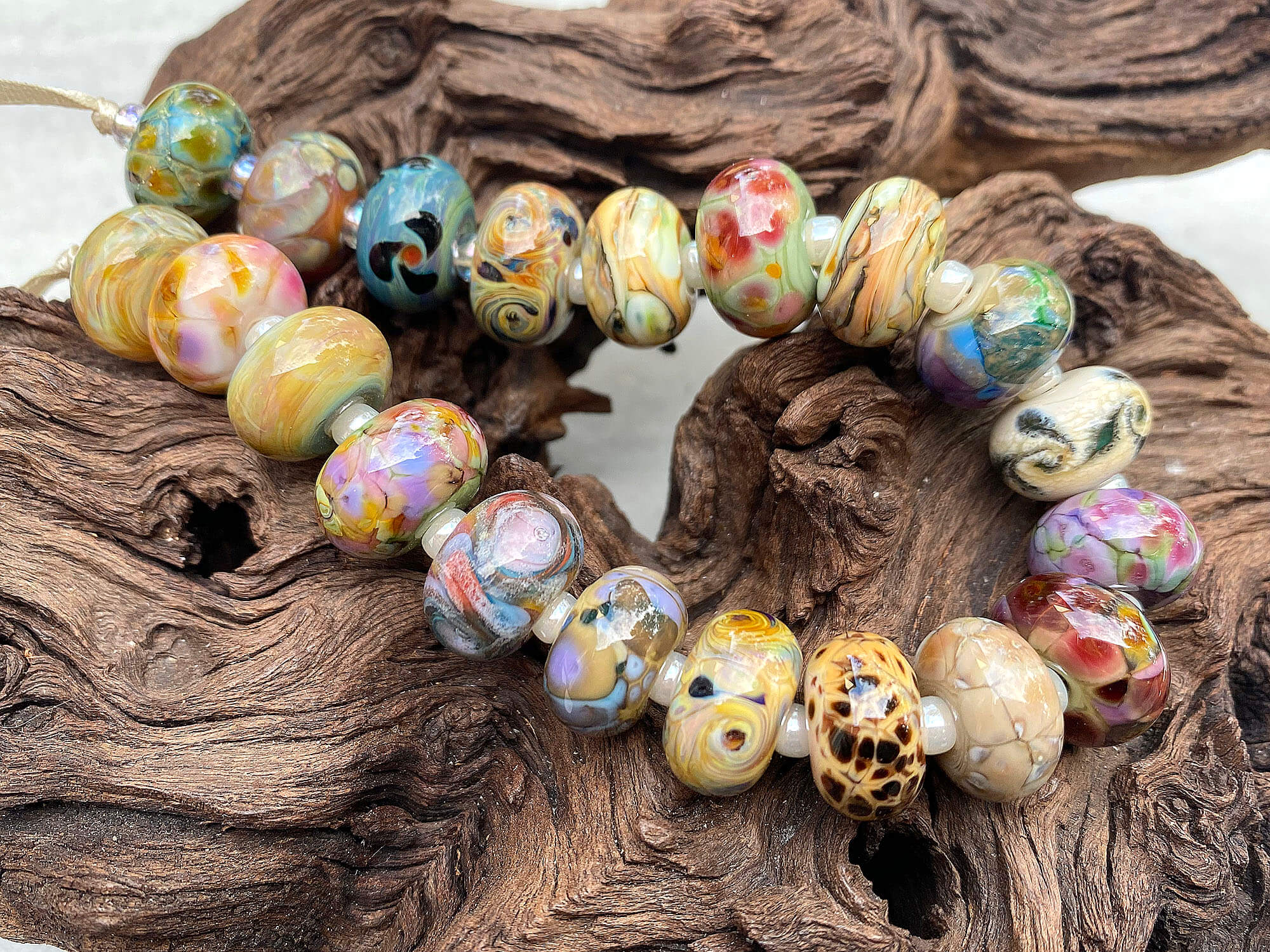 20pcs Neutral Brown Mixed Orphan Lampwork Glass Beads for Jewelry Making - DIY Bracelets, Necklaces & Craft Projects (SRA Certified)