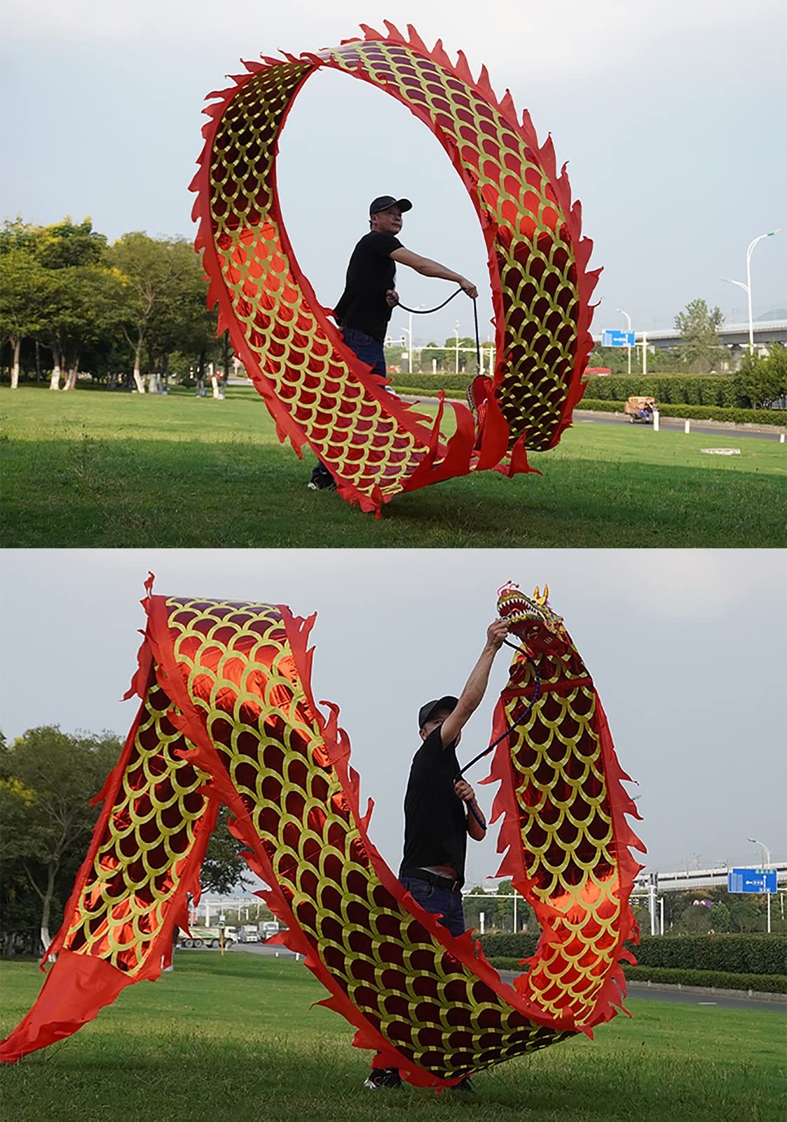 Chinese New Year Fitness Dragon Dance Ribbon Streamer - 10m/33ft Long Colorful Throw Streamer for Outdoor Exercise, Backyard Play, Park & Lawn Activities - Perfect Gift for Parents & Kids