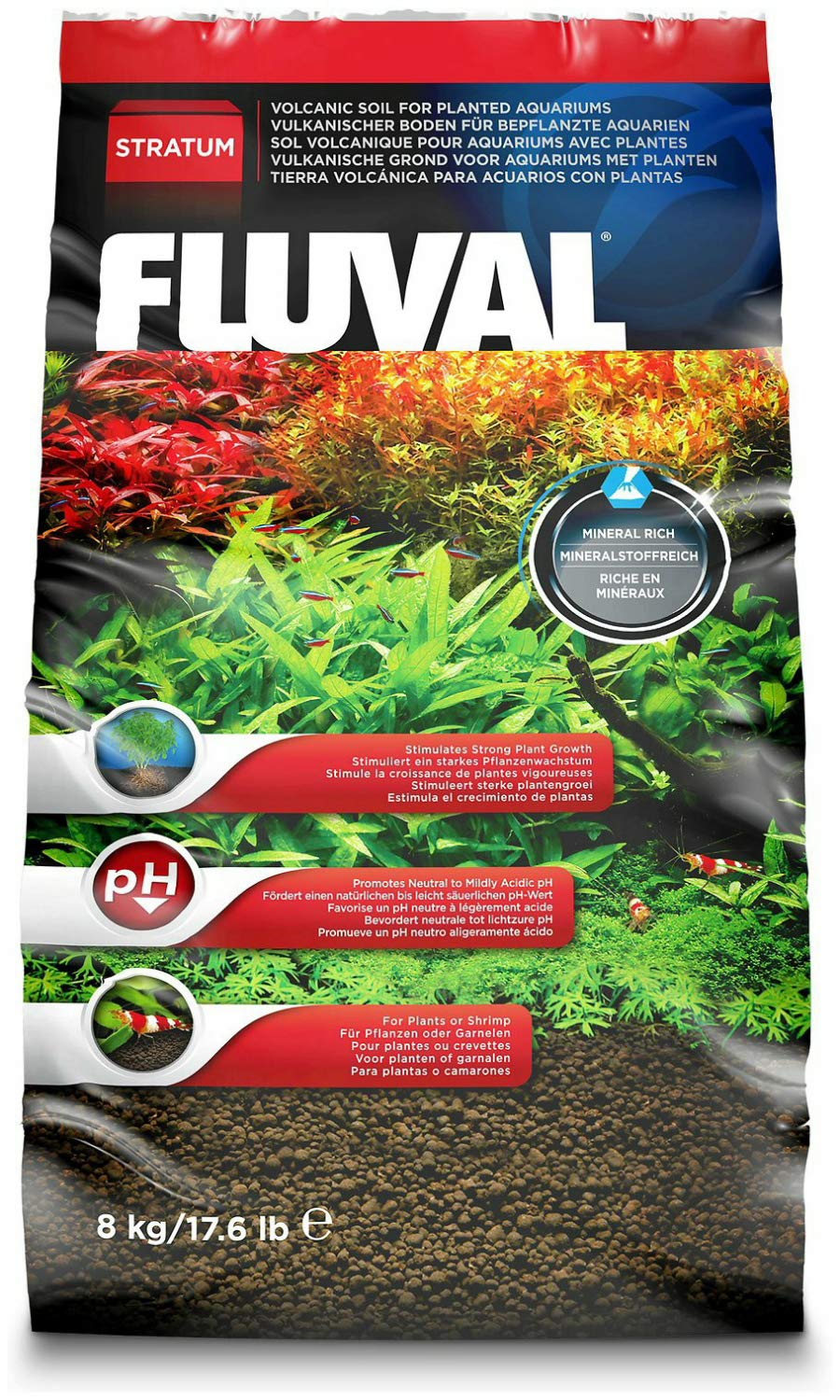 Fluval Plant and Shrimp Stratum - 17.6 lb (3 Pack) Premium Aquarium Substrate for Live Plants & Shrimp Tanks | Ideal for Freshwater Planted Aquariums & Nano Shrimp Habitats