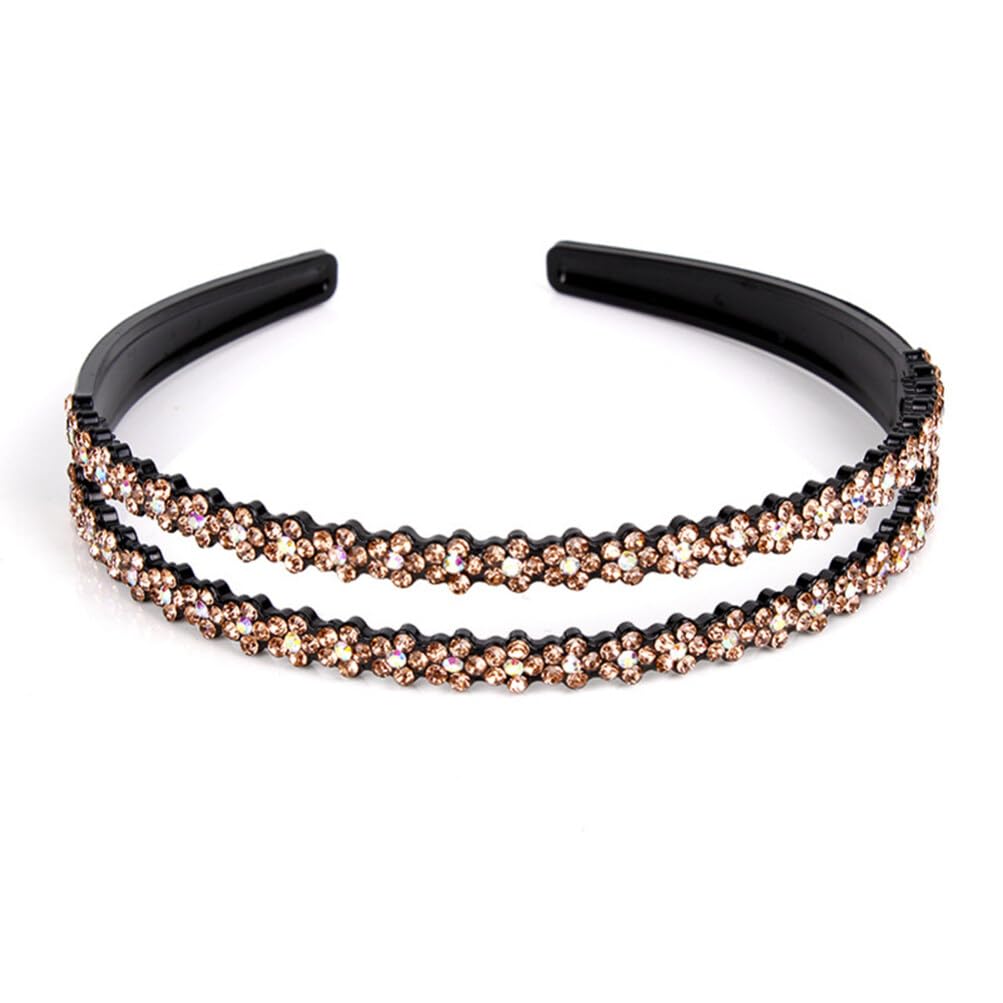 Lurrose 3-Pack Crystal Teeth Headbands for Women - Rhinestone Flower Hard Plastic Double Row Non-Slip Hair Bands | Perfect for Weddings, Parties, and Special Occasions