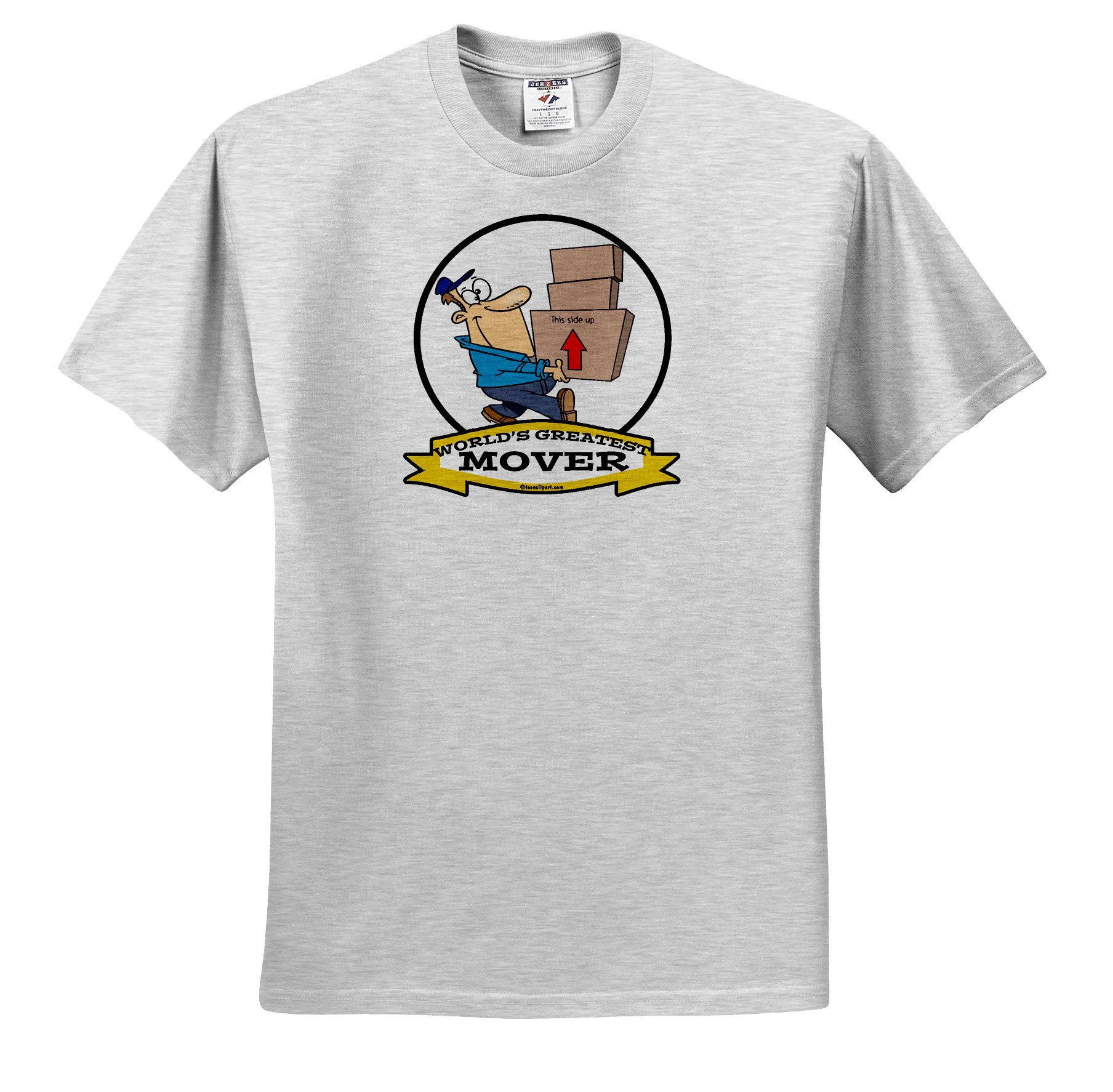 3dRose Dooni Designs Worlds Greatest Cartoons - Funny Worlds Greatest Mover II Cartoon - Adult Birch-Gray-T-Shirt XL | Premium Cotton Graphic Tee for Men & Women | Perfect for Casual Wear, Gifts, and Cartoon Lovers