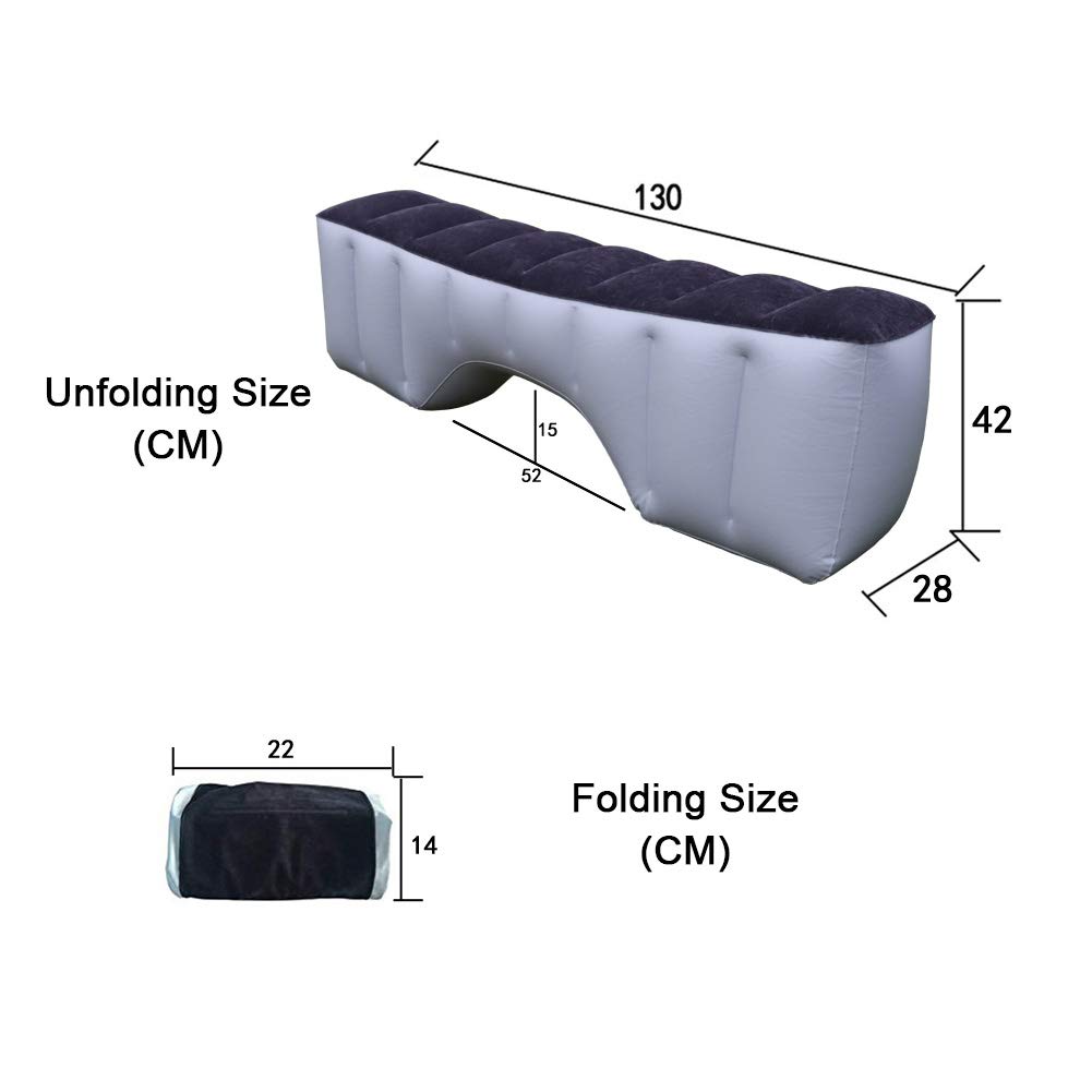 Inflatable Car Travel Bed for Back Seat - 130x28x42cm Portable Air Mattress for Kids & Adults, Auto Accessories Gap Pad - Perfect for Road Trips, Camping & Long Drives