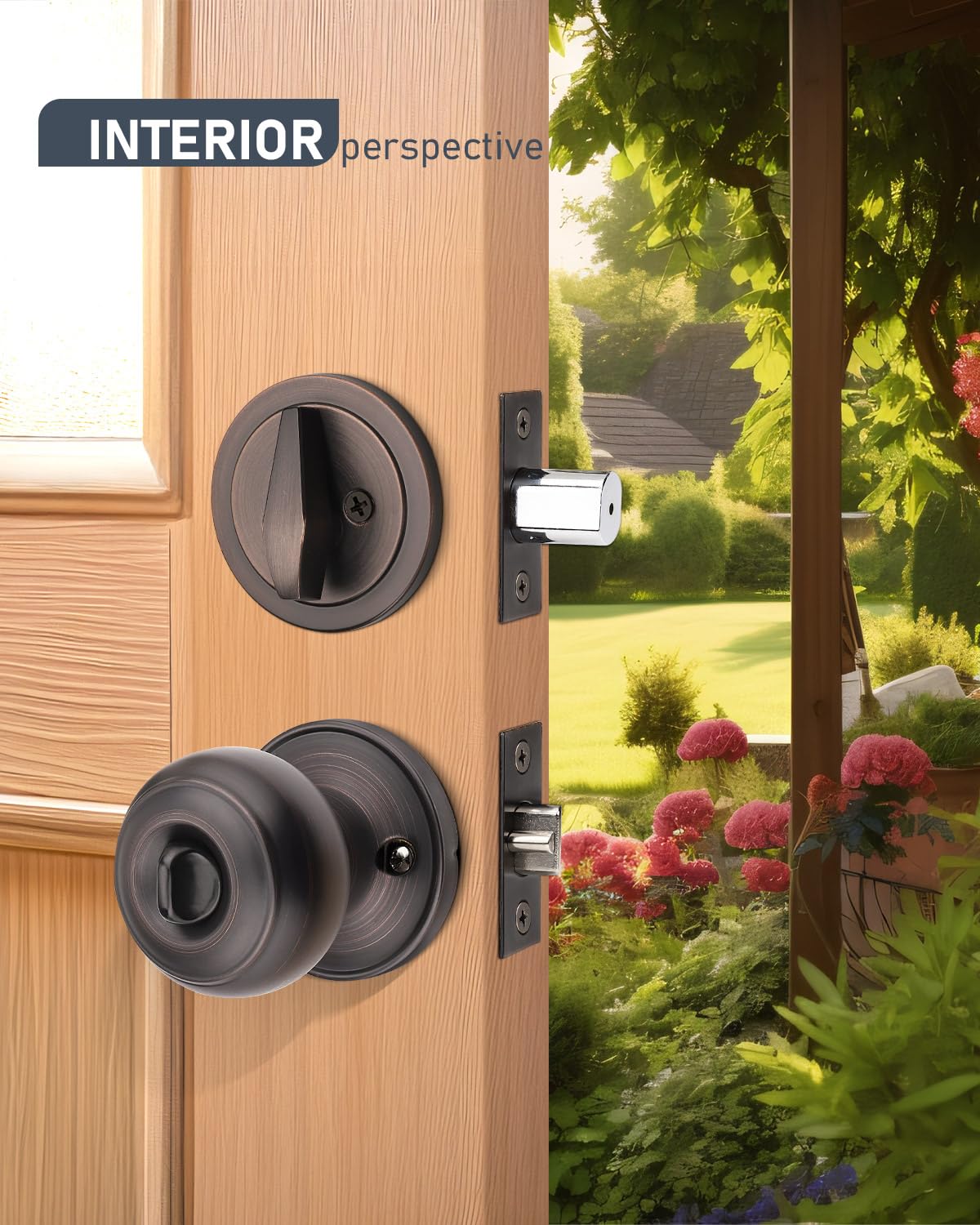 4 Pack Keyed Alike Front Door Knob and Deadbolt Set - Single Cylinder Deadbolt Entry Door Locksets - Oil Rubbed Bronze Flat Round Door Lock for Bedroom, Office & Exterior Doors - Secure Your Home, Office or Rental Property