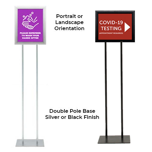 11x14 Double Pole Floor Stand Sign Holder - 1 1/4