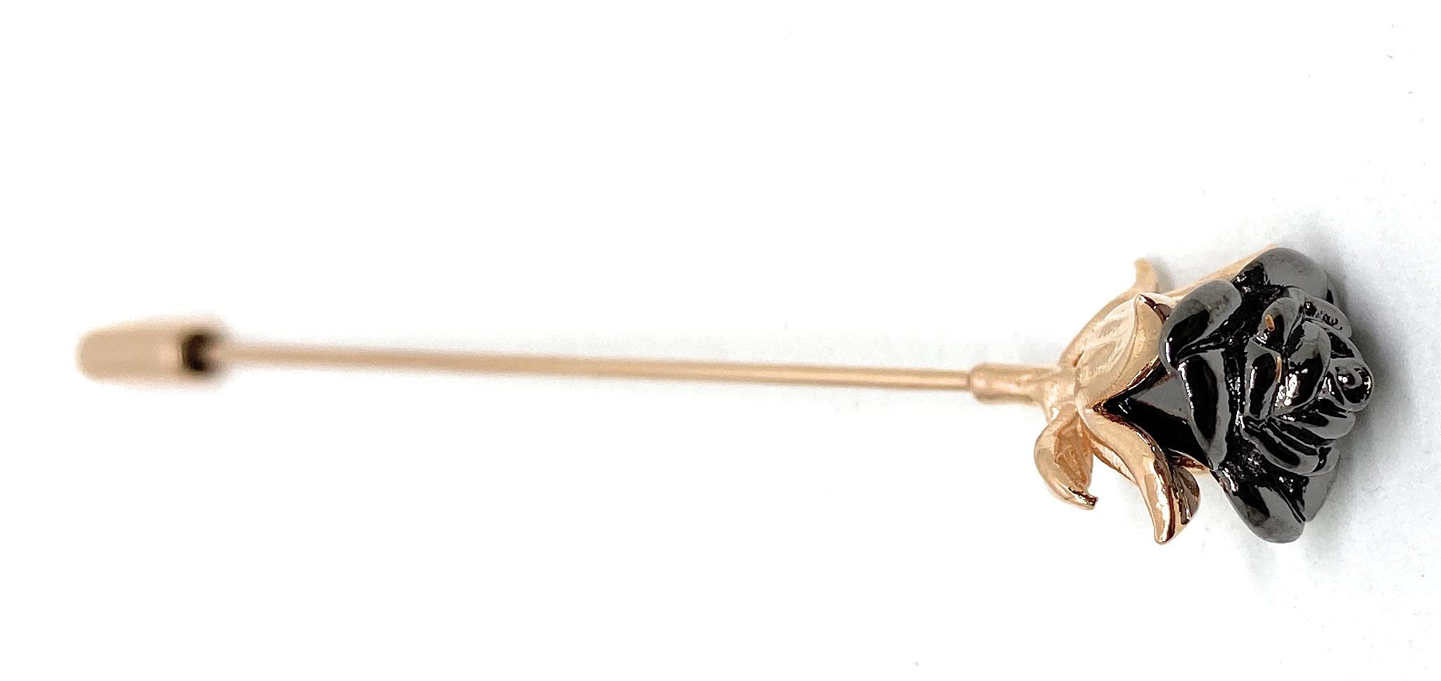D&L Menswear Rose Gold Plated Black Rose Lapel Pin for Suits - Elegant Boutonniere for Weddings, Prom, Business & Formal Events