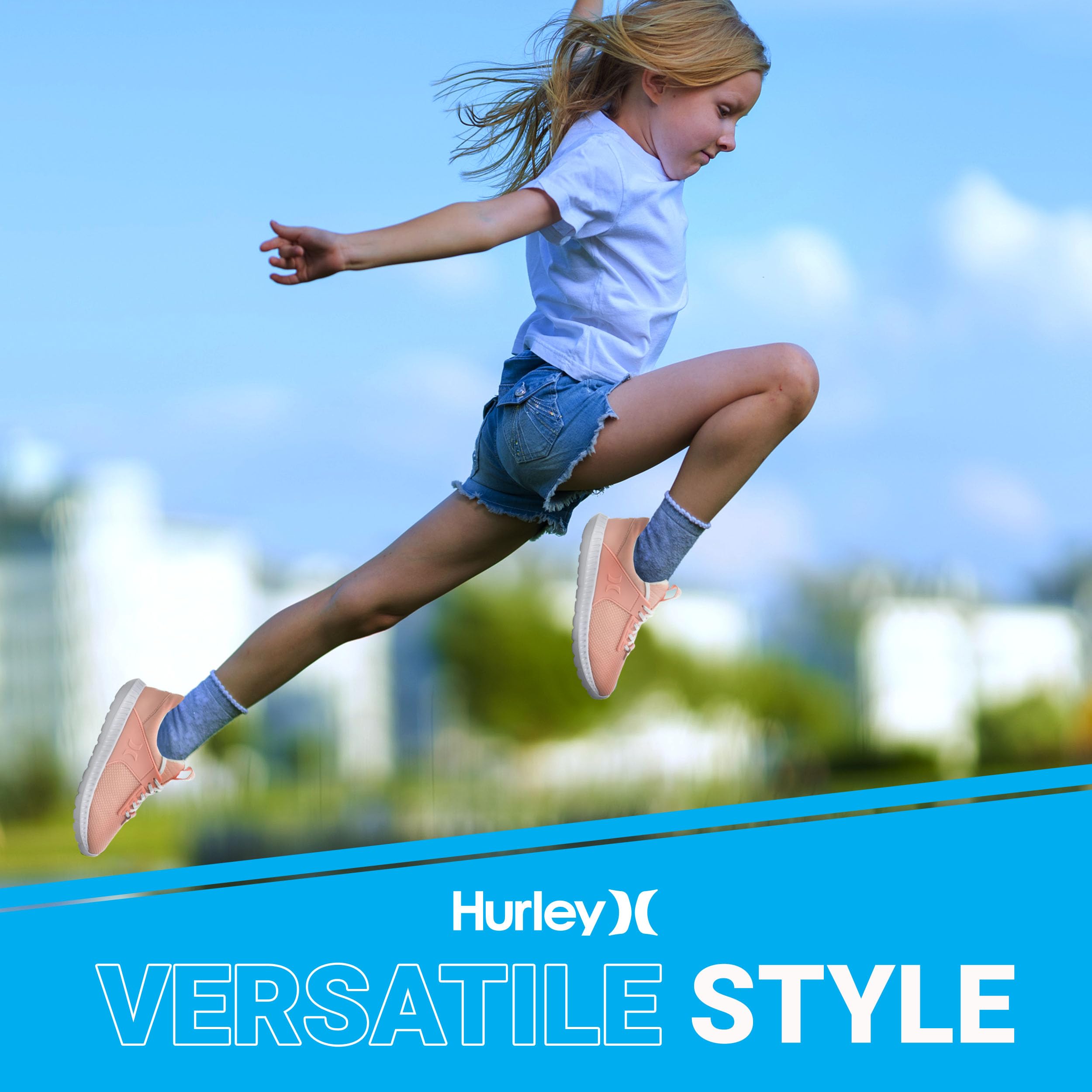 Hurley Kiwi Kids Sneakers - Durable Boys & Girls Running Shoes for Sports, Play & School - Lightweight Rubber Sole Sneakers for Active Children - Perfect for Gym Class, Outdoor Play & Daily Wear
