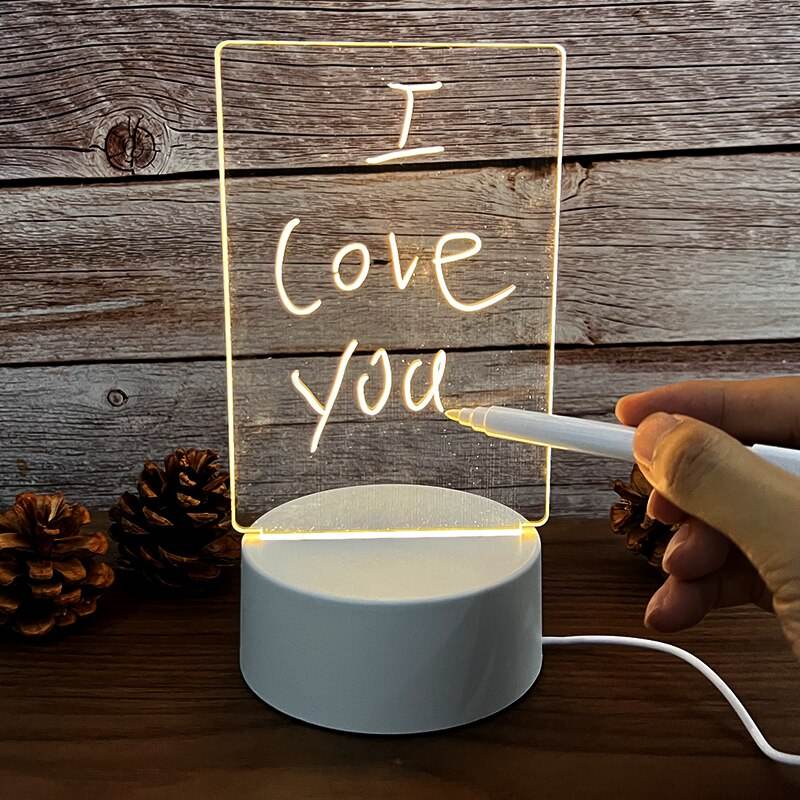 GlowWriter - Cute Kawaii LED Message Board Lamp for Bedroom, Desk & Nightstand - Customizable Light-Up Display for Notes, Quotes & Decor