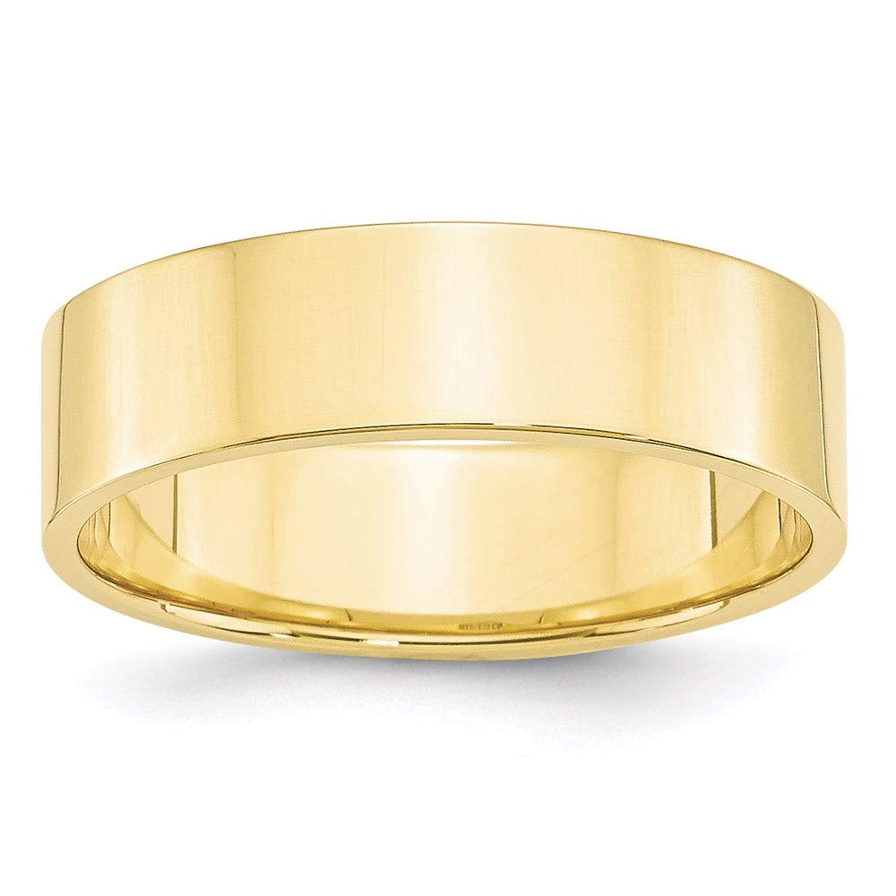 10K Yellow Gold 6mm Lightweight Flat Wedding Band Ring for Women & Men - Perfect for Engagement, Anniversary, and Everyday Wear