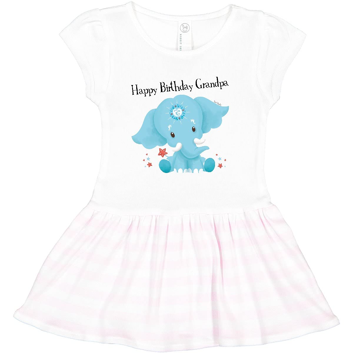 Inktastic Ervin Happy Birthday Grandpa Blue Elephant Toddler Dress - Tiny Tusks | Cute Baby Girl Outfit for Birthday Party & Family Photos | Soft Cotton Casual Wear