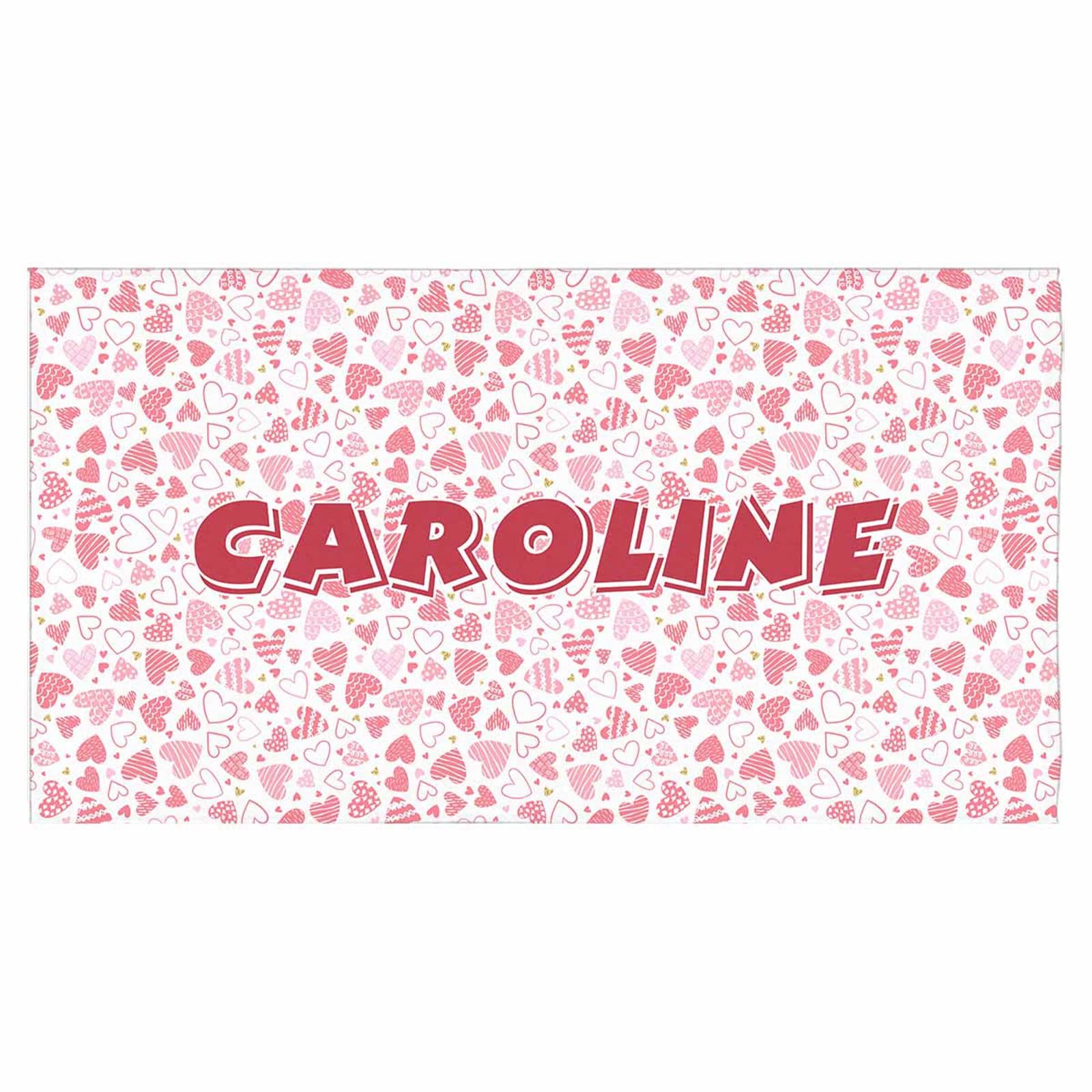 **Personalized Colorful Hearts Beach Towels for Kids & Women - Custom Name Microfiber Quick Dry Towel 30
