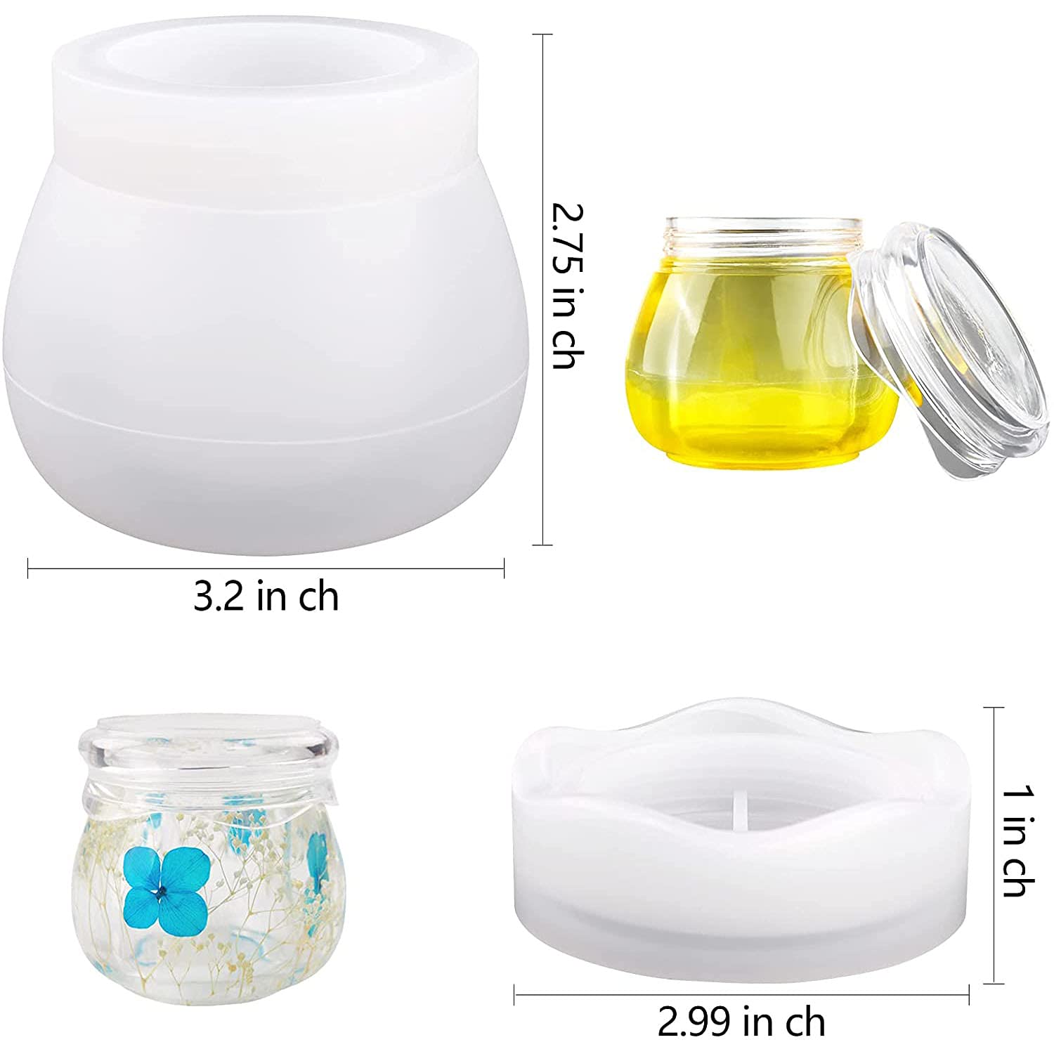 Epoxy Resin Mold Bottle with Lid - DIY Silicone Pudding Jar for Jewelry Making, Candy Storage, Candle Holder - Perfect for Home Decor, Crafting & Resin Casting Projects (Ideal for DIY Gifts, Party Favors & Small Item Organization)